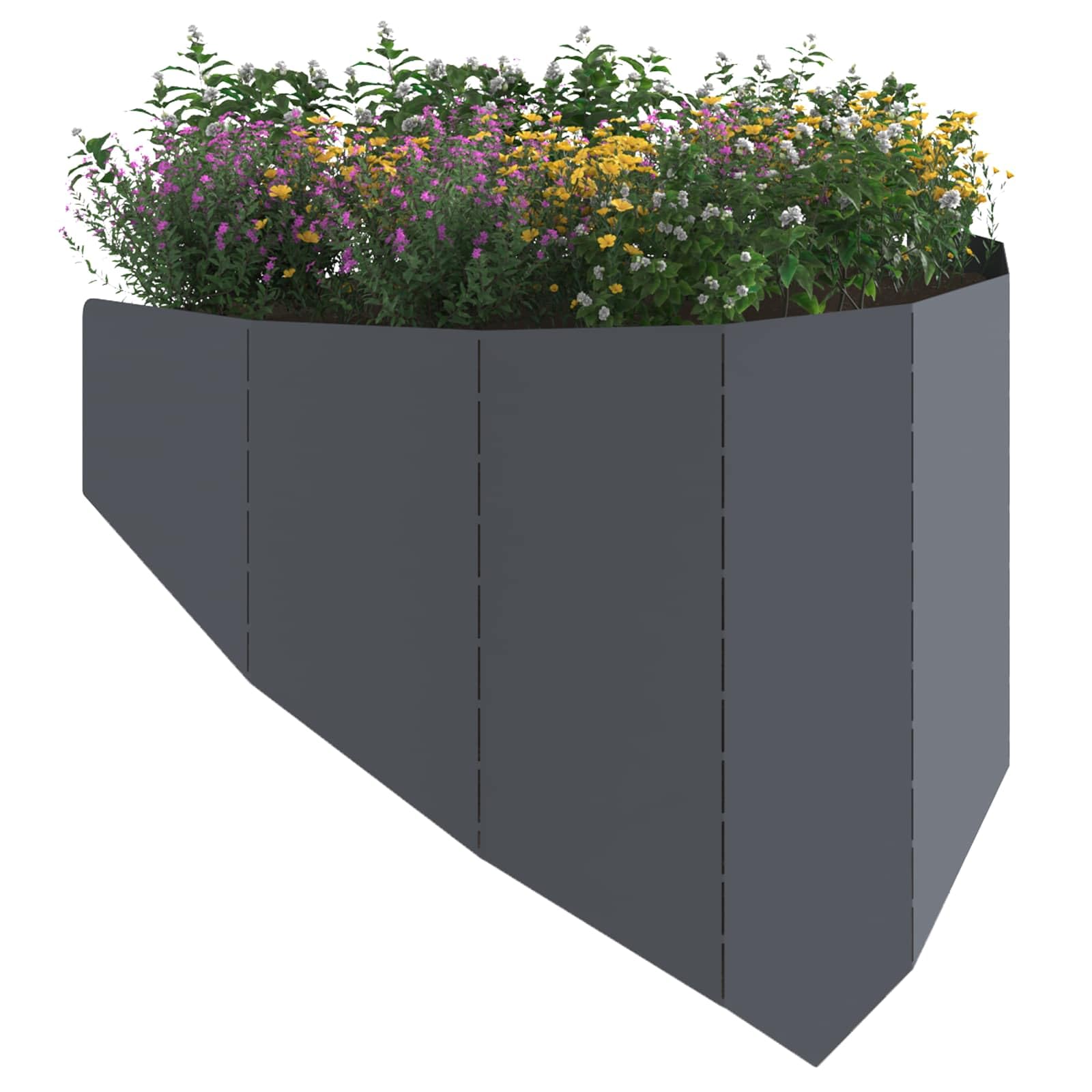 Lot de 4 bordures de pelouse en acier anthracite 100 x 45 cm