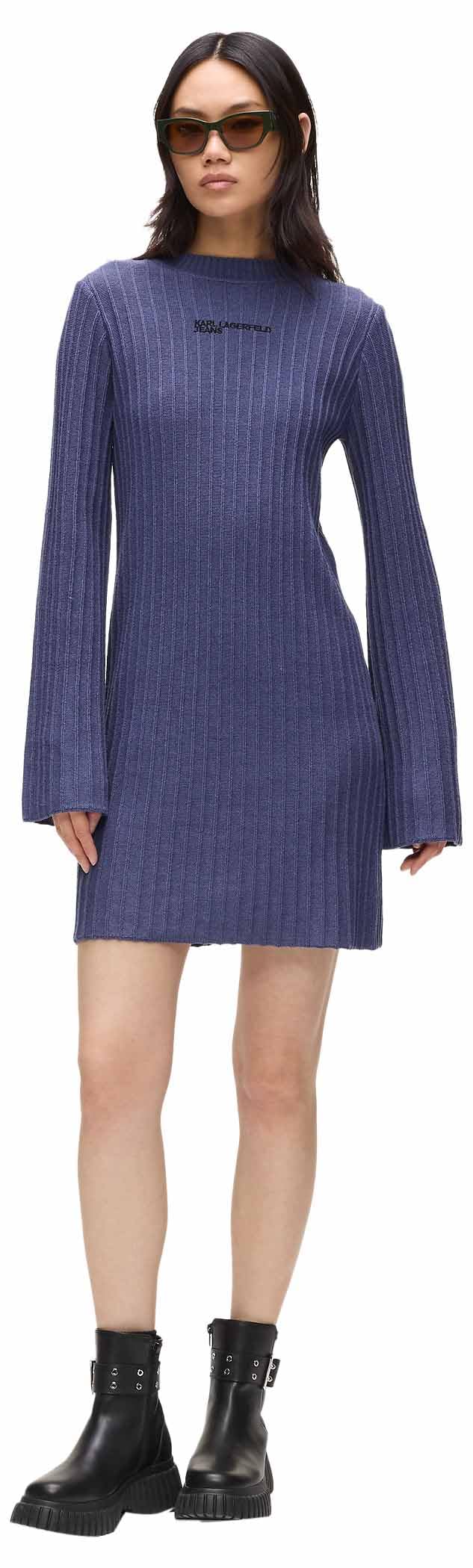 Karl Lagerfeld Jeans, Damska, Sukienka Z Plisse Knit, Regular Fit