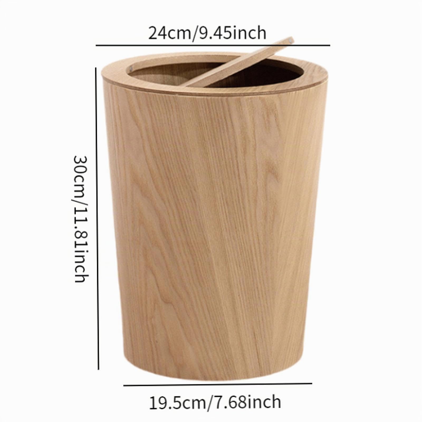 Sharplace Papelera de Madera con Tapa, Papelera Redonda de Estilo Japonés Moderno, Papelera de Madera para Oficina, Dormitorio, Hogar Y Cocina, Color Madera, Individual