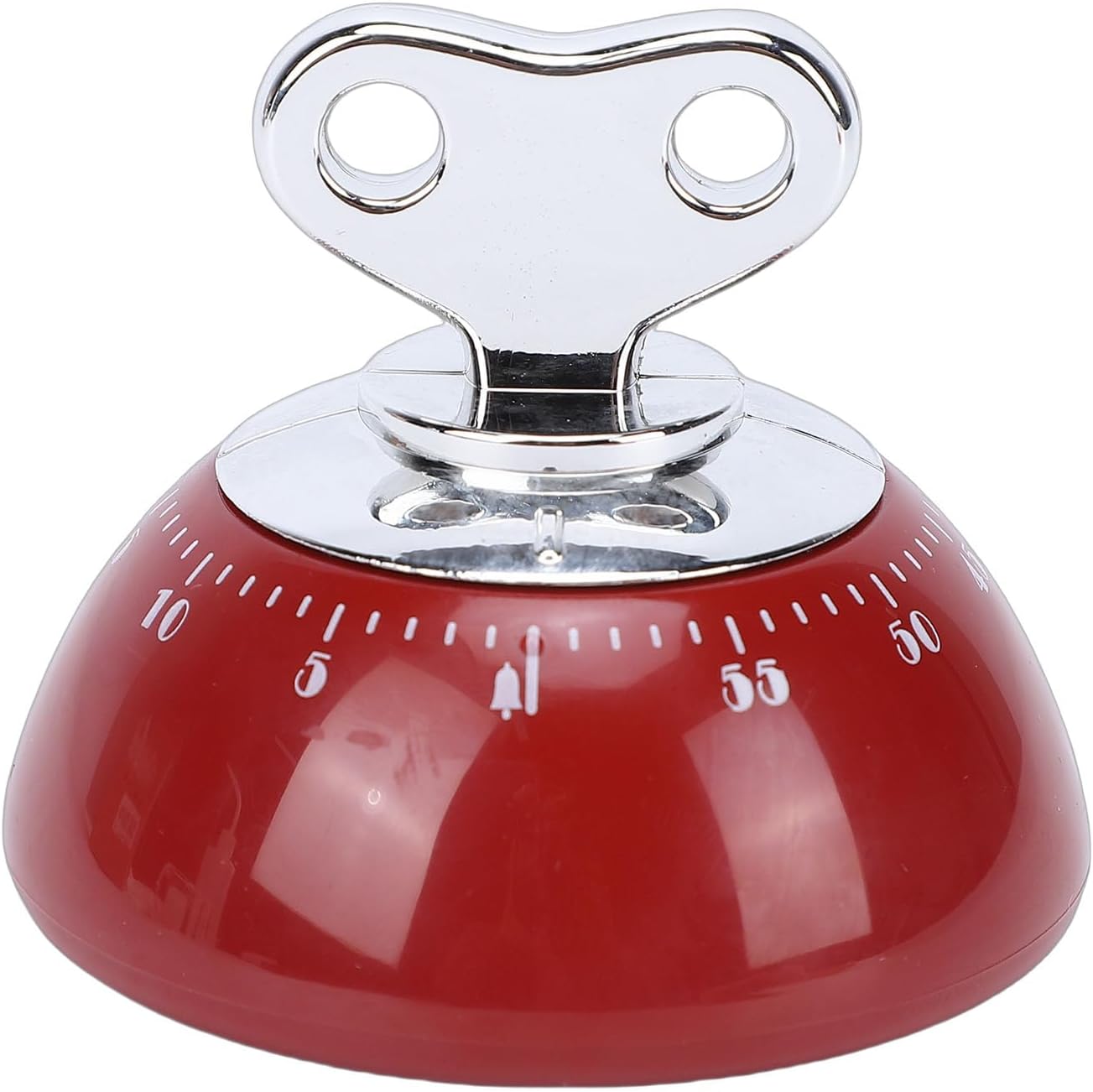 Fdit Wind Up Kitchen Timer with Magnetic Back, Mechanical Alarm Clock with Loud Bell, Vintage Round Tabletop Timer for Cooking Baking Homework Water Resistant ABS (Red)
