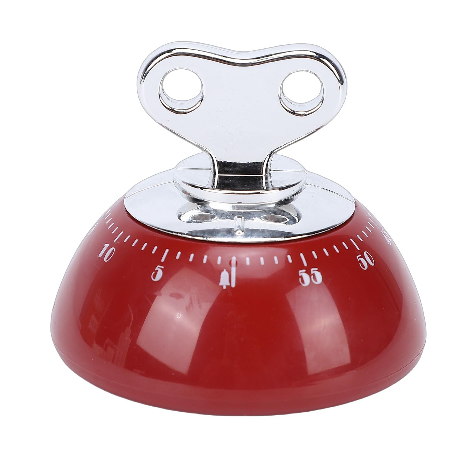 Fdit Wind Up Kitchen Timer with Magnetic Back, Mechanical Alarm Clock with Loud Bell, Vintage Round Tabletop Timer for Cooking Baking Homework Water Resistant ABS (Red)