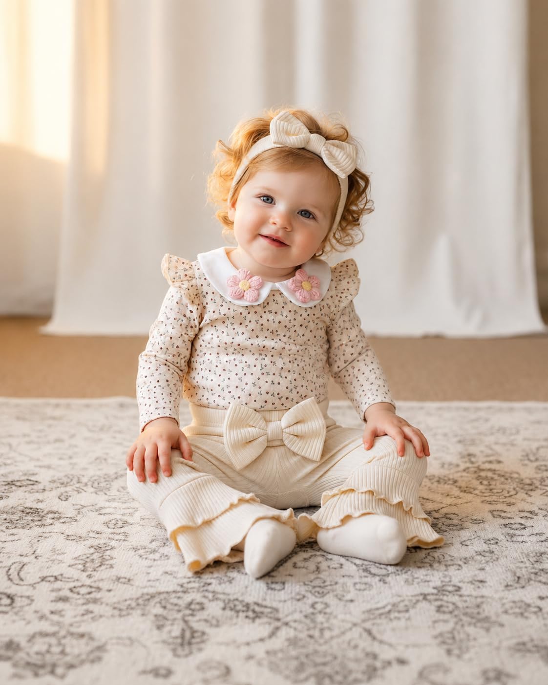 Renotemy Newborn Baby Girl Clothes Fall Outfits for Preemie-12 Months Girls image 4