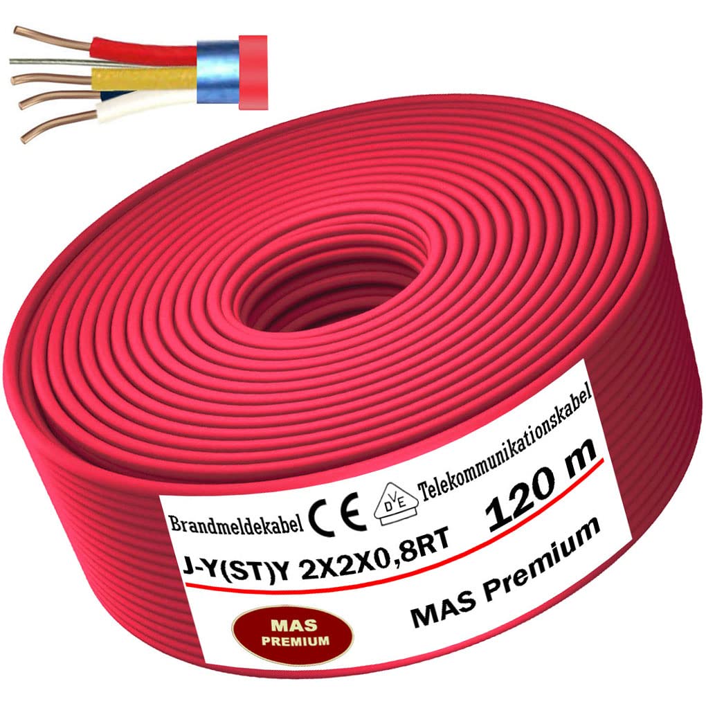 Cable de comunicación de 5 a 250 m J-Y(ST) Y 2 x 2 x 0,8 RT, cable de telecomunicaciones (120 m)