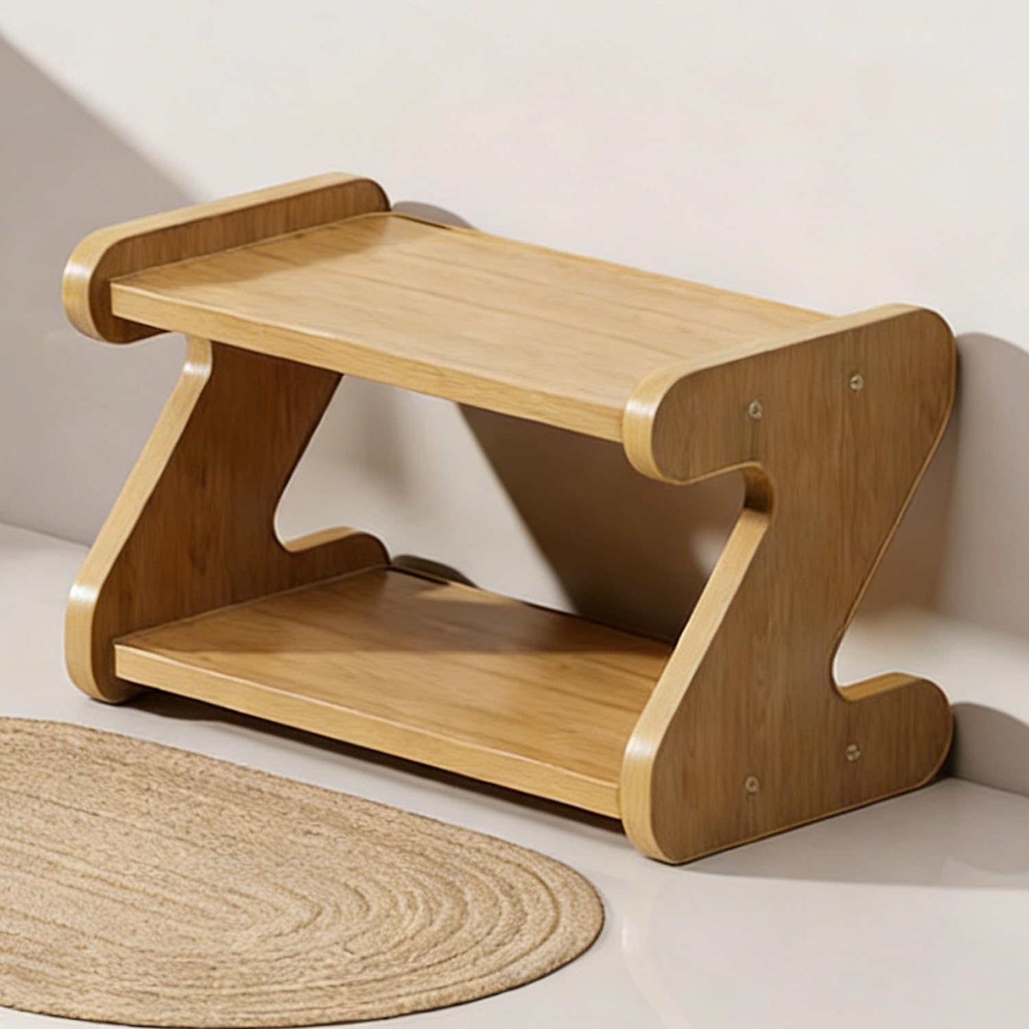 Soporte para Tazas de Café de 2 Niveles Estante de Encimera para Baño Especieros para Cocina Encimera para Estación de Café y Oficina (Color Natural)