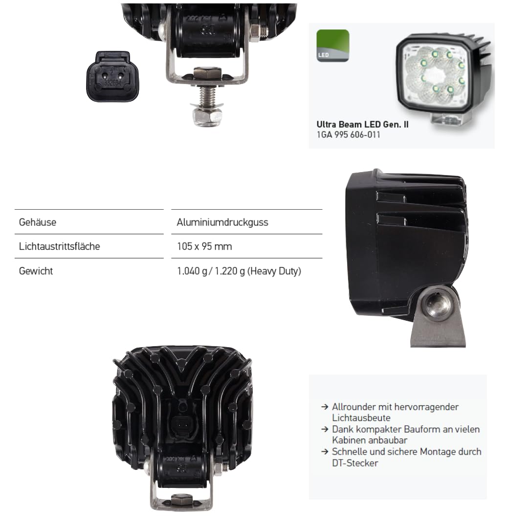 HELLA LED Arbeitsscheinwerfer 12V - 24V Ultra Beam Gen II: 4400 echte Lumen weitreichende Starke Lichtleistung: schwenkbarer Offroad LED Scheinwerfer für Traktor LKW SUV UTV - 1GA 995 606-011