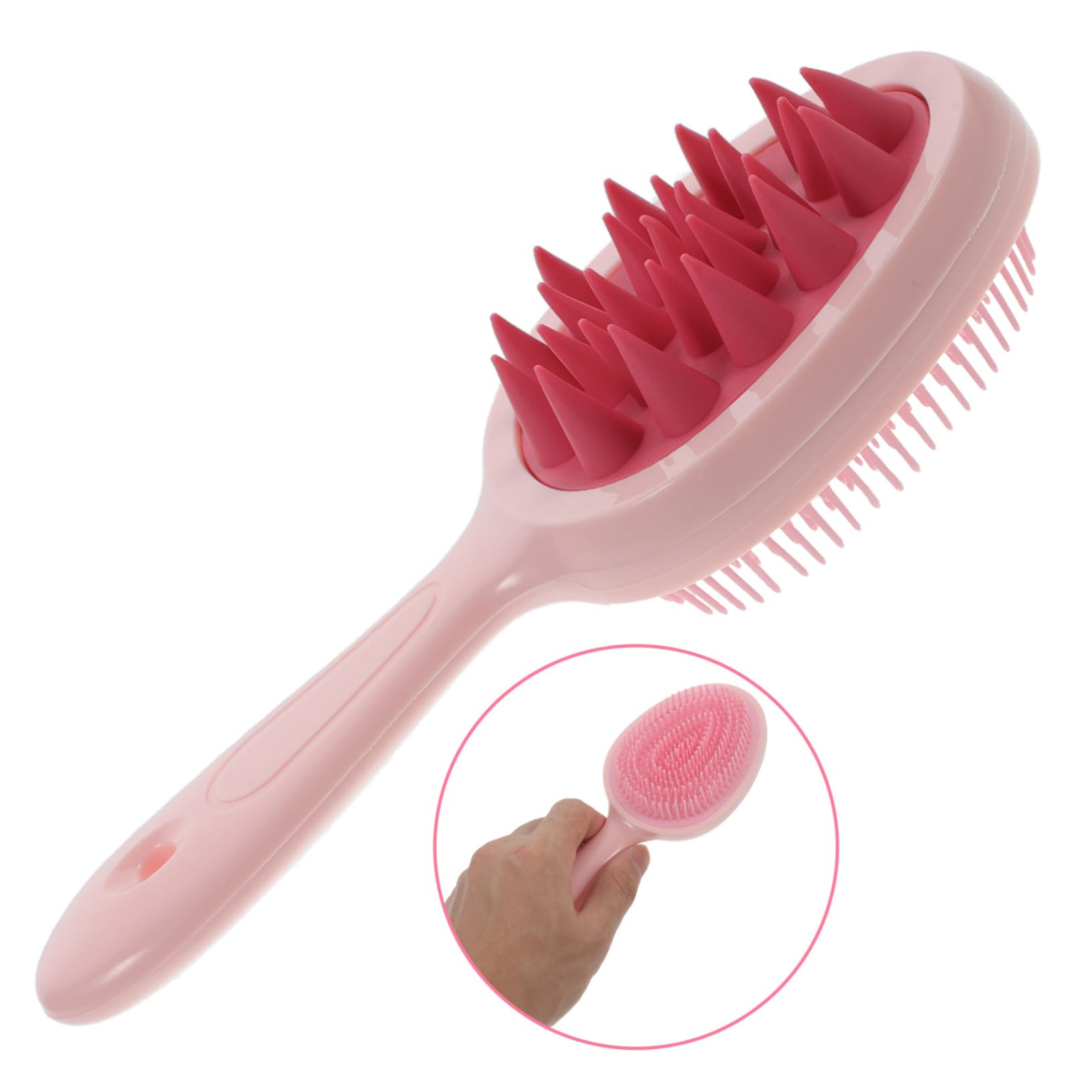 Healeved 5piezas Cepillo Masajeador De Cabelludo Cepillo De Ducha Para Masaje y Limpieza Diseño Ergonómico Para Aliviar Picazón y Controlar Color Rosa