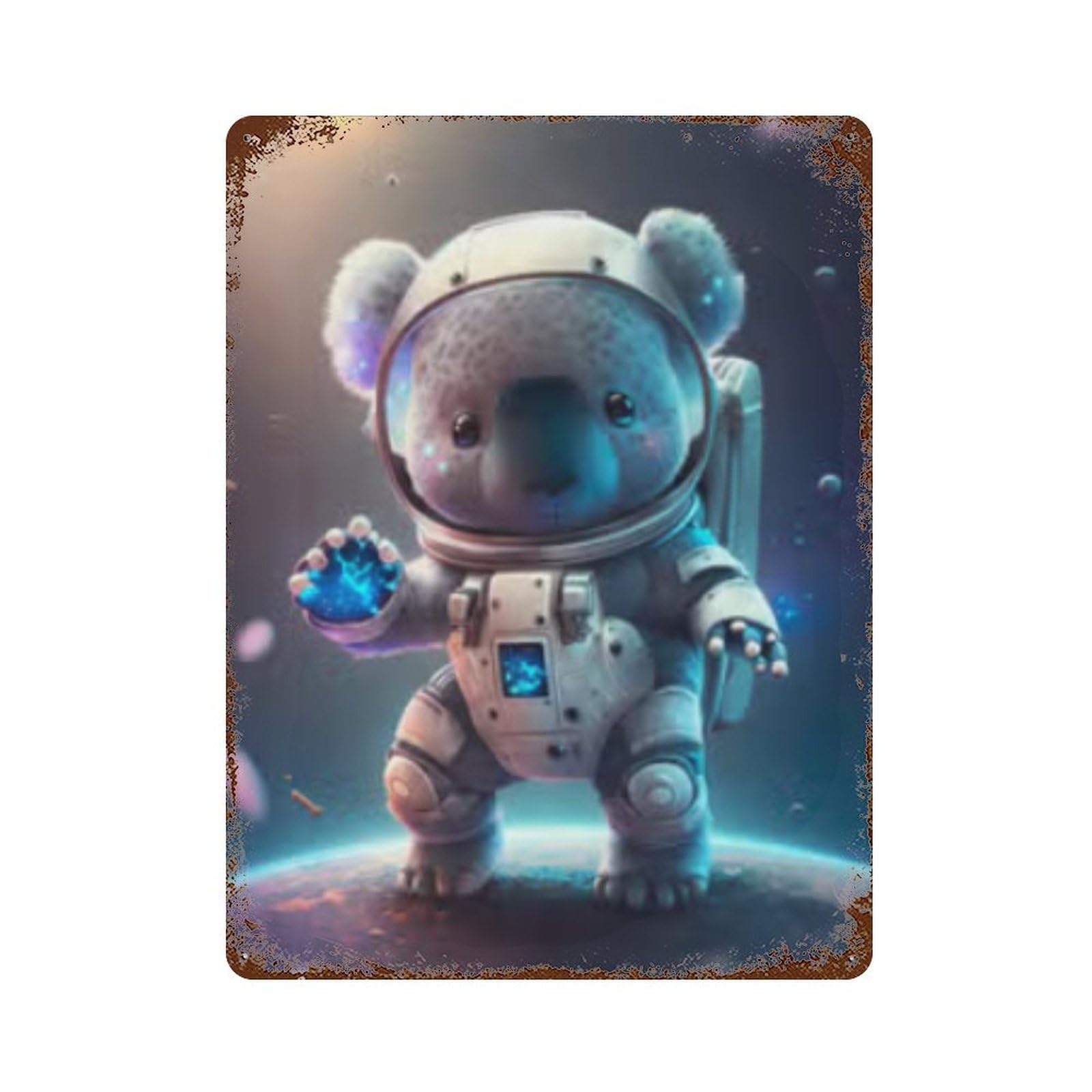 Koala Astronaut Space Toy Decorative Tin Sign 15.7"x11.8", Ideal for Garage, Bar And Workshop Decor