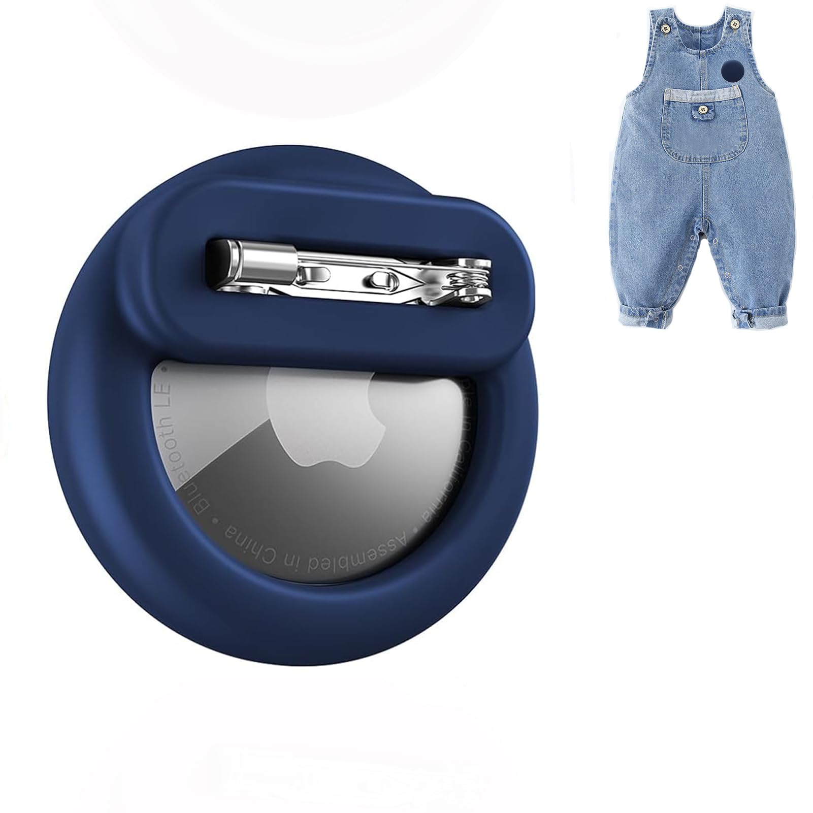 Dingfeiyu Airtag Holder Hidden, Custodia per localizzatore GPS nascosta, Custodia Airtag Nascosta con Spilla per bambini, anziani, animali domestici, zaini, bagagli (blu scuro) - 1
