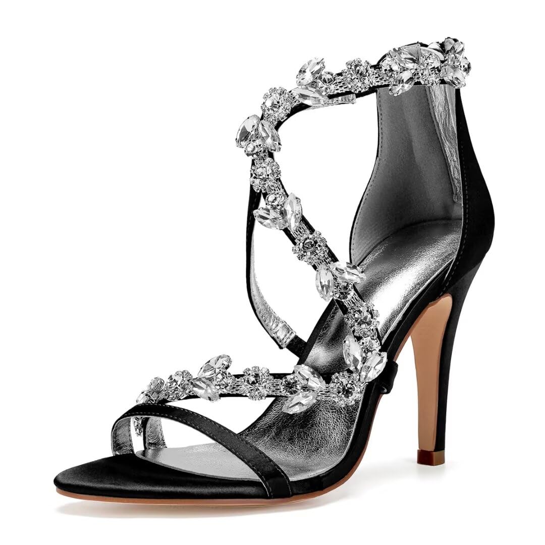 High Heel Wedding Shoes for Bride Open Toe Rhinestones Bridal Heeled Sandals Wedding High Heels product thumbnail 2