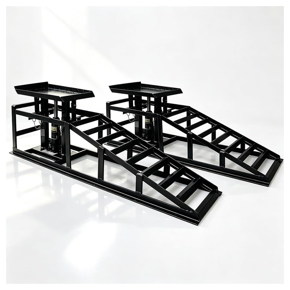 Lot De 2 Rampes De Levage Hydrauliques Réglables pour Voiture, Capacité De 5 Tonnes (11 000 LB), en Acier Robuste pour Vidange Et Inspection De Véhicule en Garage
