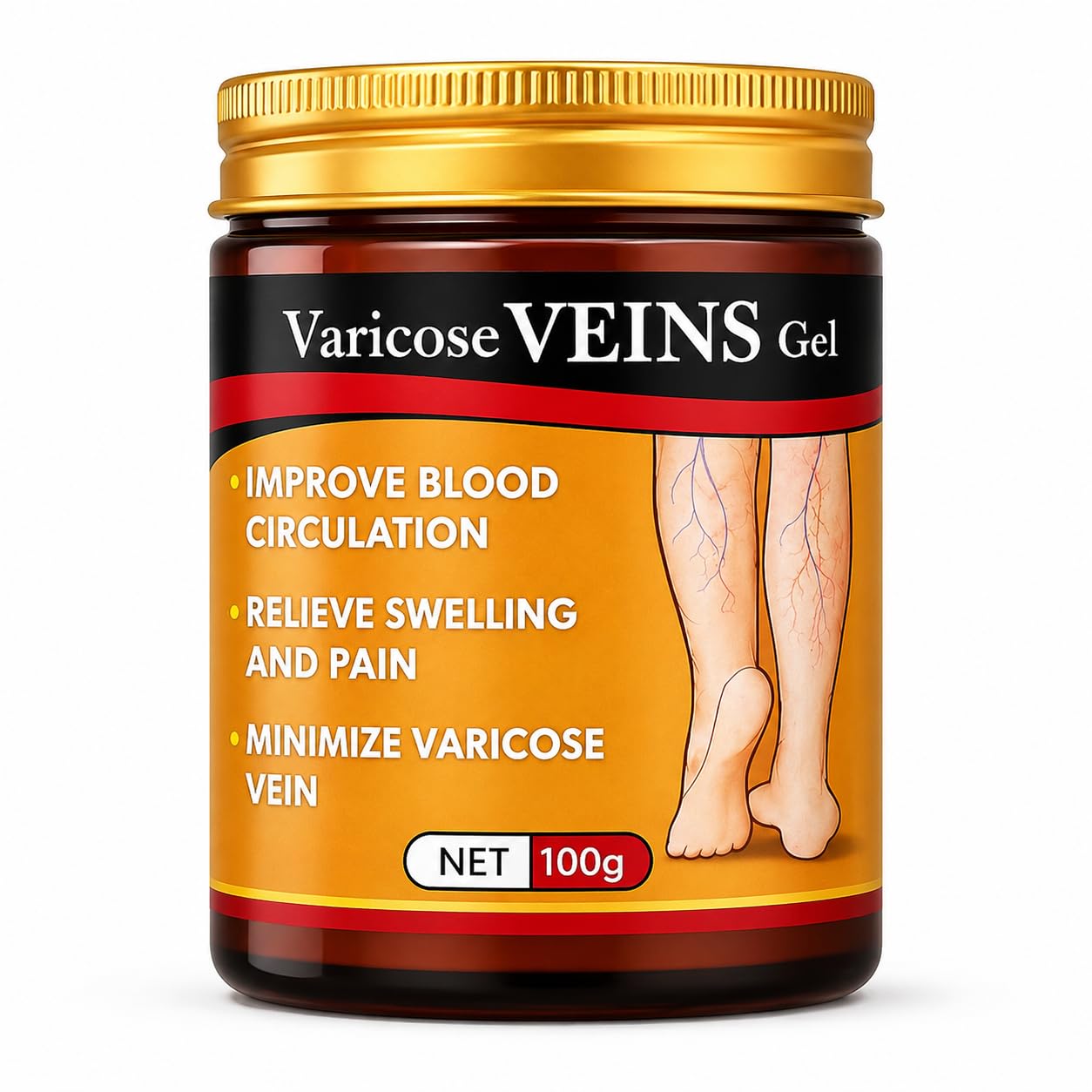 Varicose Veins Relief Gel 100g | Natural Herbal Formula | Helps Improve Blood Circulation, Reduce Swelling & Relieve Leg Pain | For Varicose Veins, Legs, Ankles & Feet (Pack 1 - Gel)-picture-25