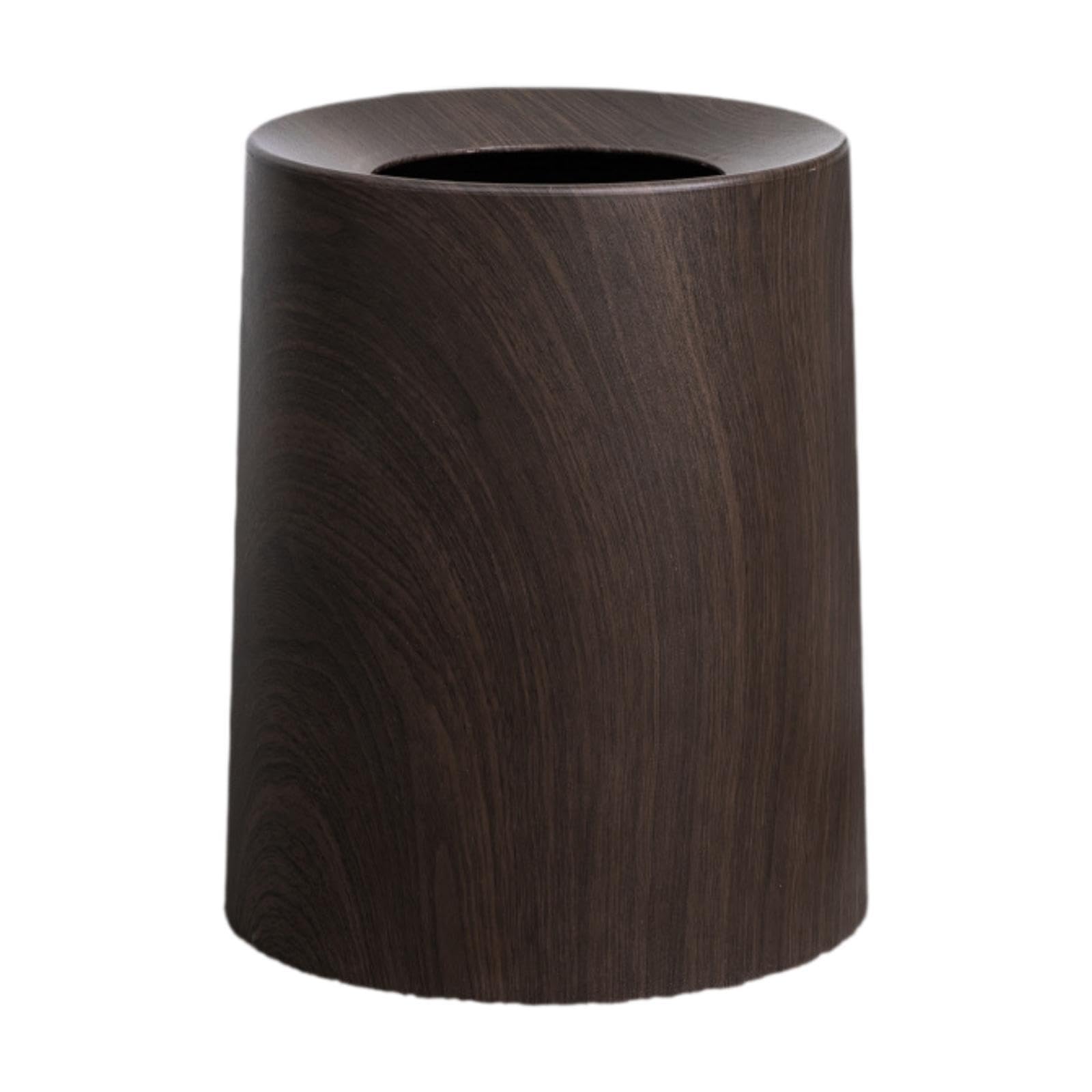 B Baosity Wood Grain Trash Can Patio Garbage Can Household Open Top Without Lid Waste Basket Garbage Bin for Toilet Bathroom Study Room, L Walnut