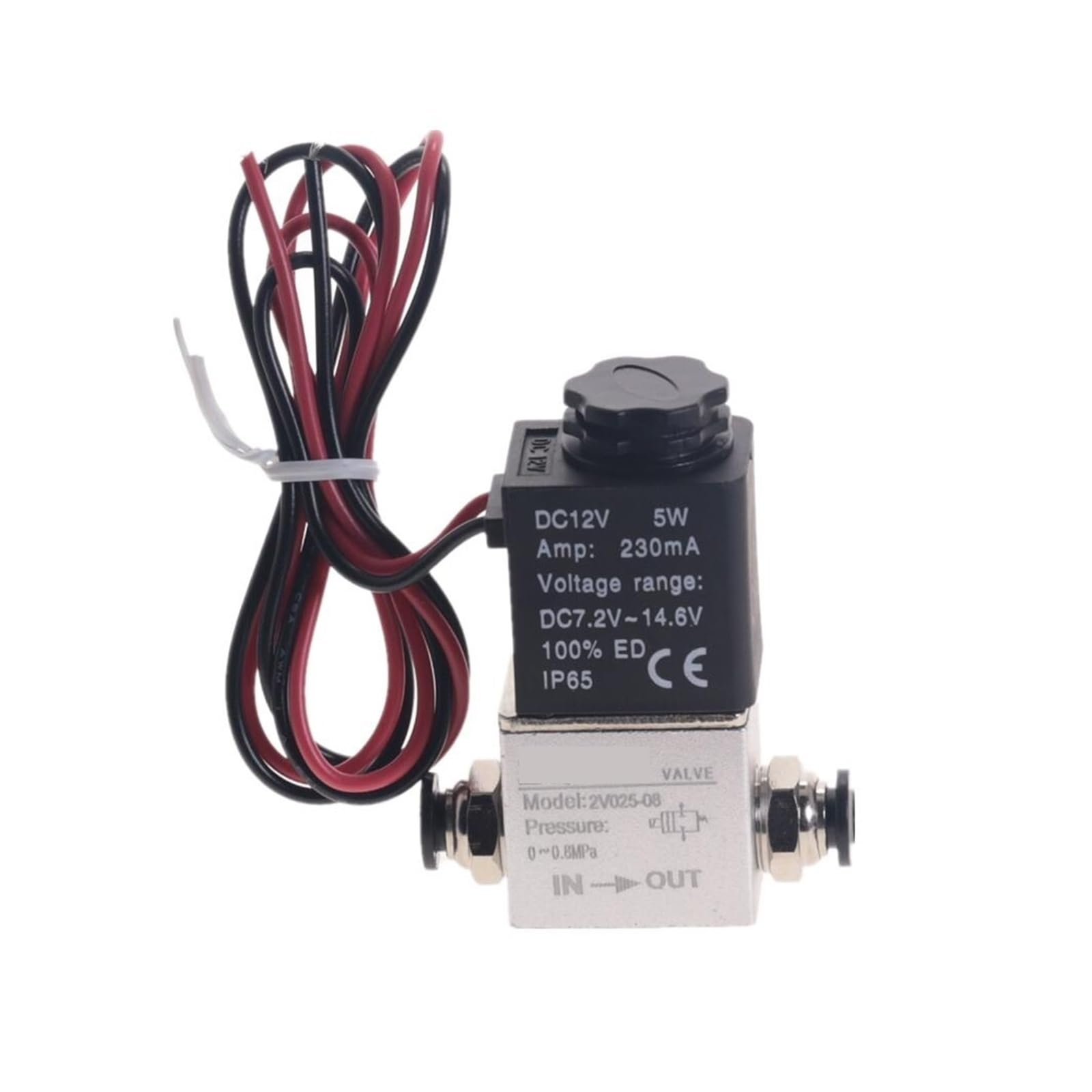 Zawór sprężarki pneumatycznej 1/4 cala, normalnie zamknięty, aluminiowy, z napięciem 12 V 24 V Lucky(2V025-08-PC-6mm,24V DC)