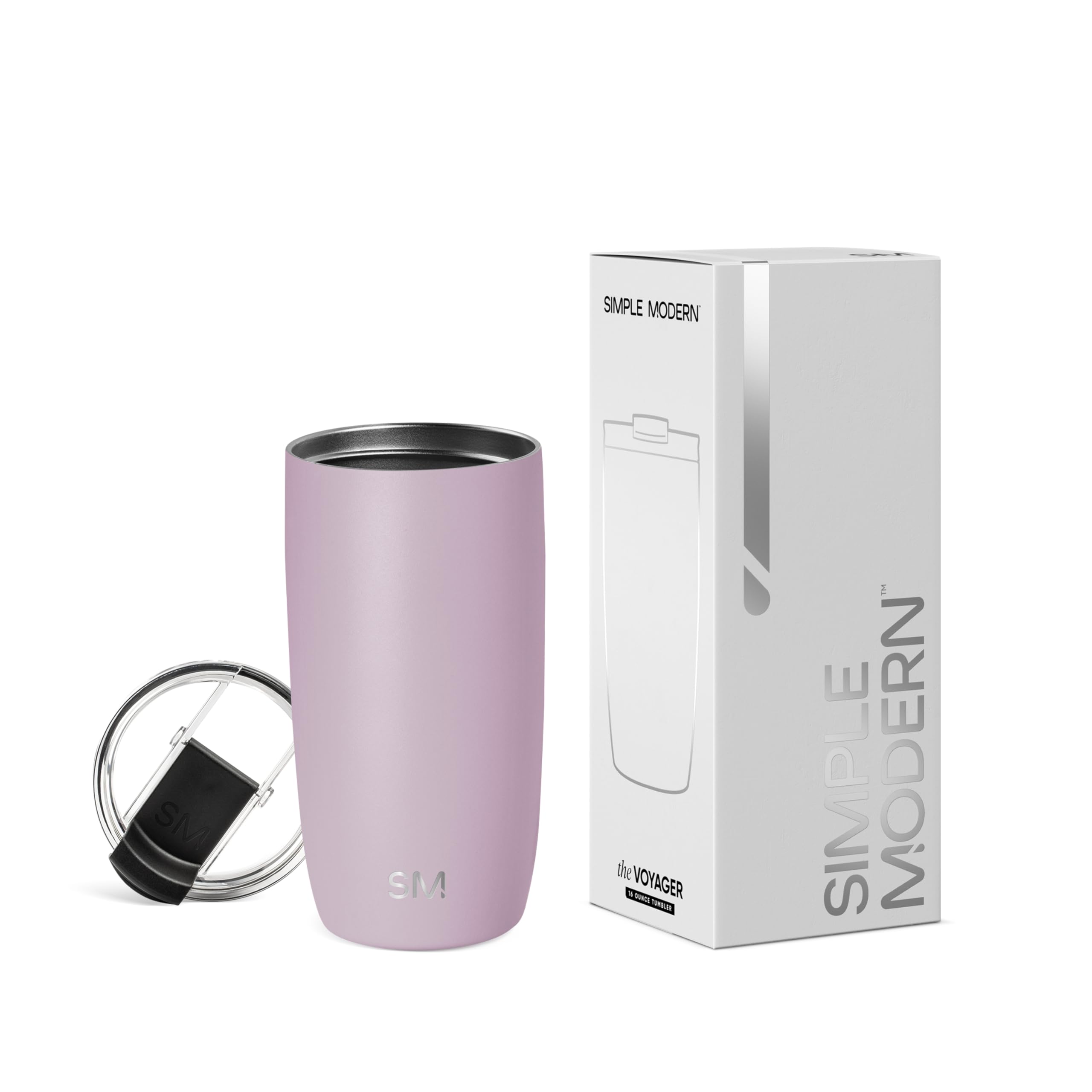 Simple Modern Travel Coffee Mug Tumbler with Flip Lid | Reusable Insulated Stainless Steel Cold Brew Iced Coffee Cup Thermos | Gifts for Women Men Him Her | Voyager Collection | 16oz | Lavender Mist