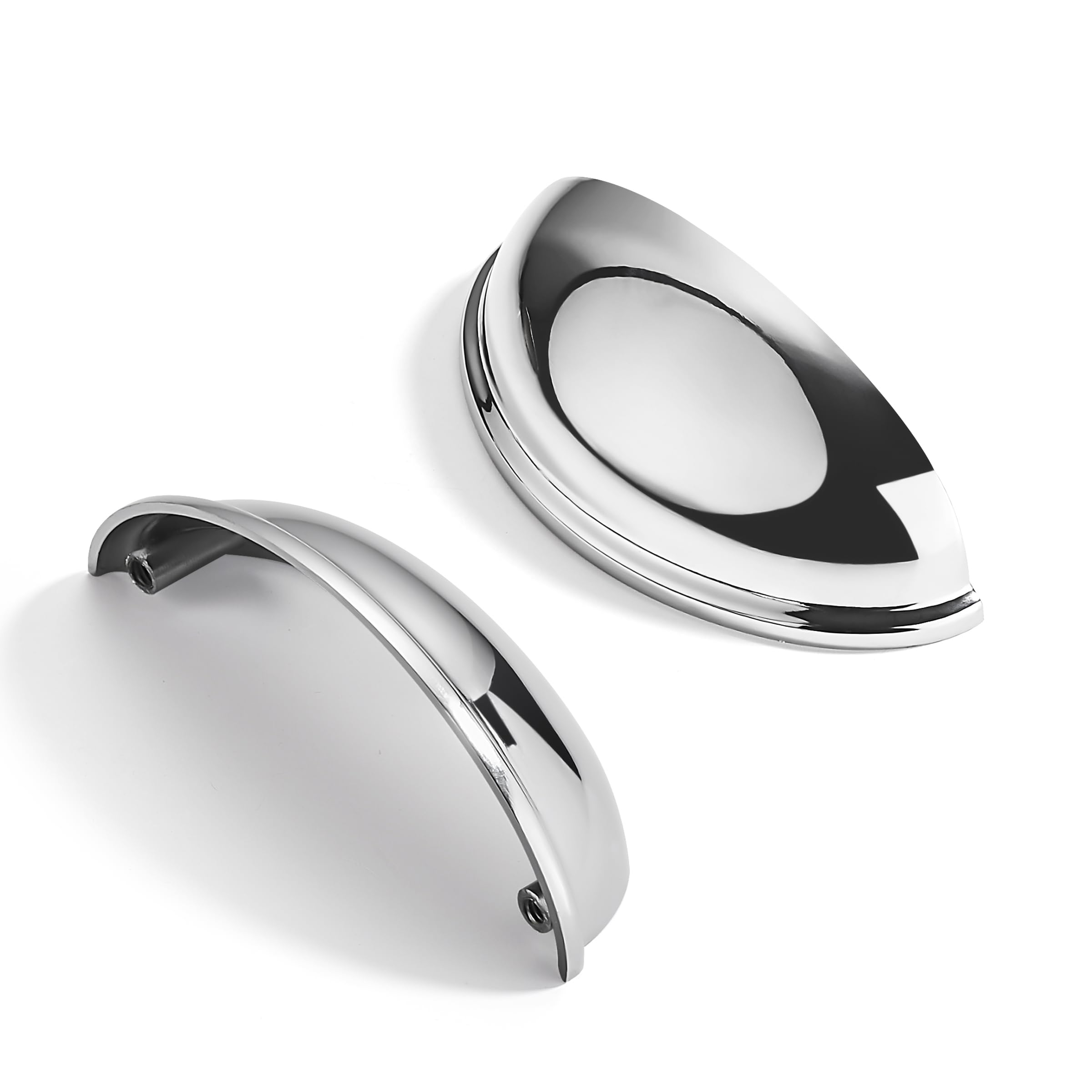 CABDM 2 Pack 3-1/2" Drawer Pulls Polished Chrome Cabinet Cup Pulls Kitchen Hardware Cabinet Handles Drawer Handles Knobs 3-1/2 inch (89mm) Center to Center