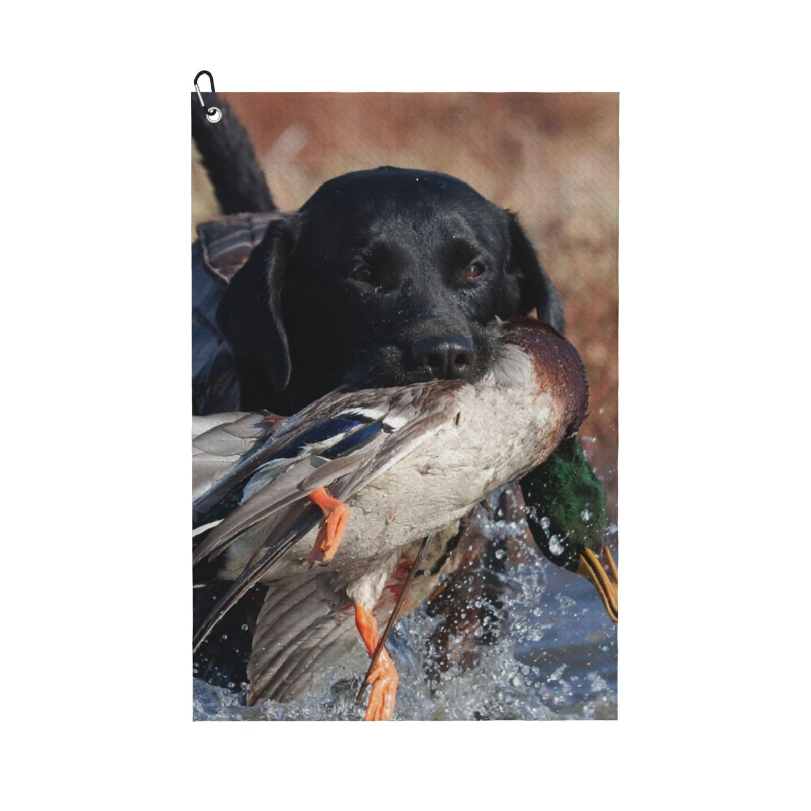 Hnnkloy Duck Hunting Labrador Dog Cool Black Puppy Animal, 16x24 in Portable Waffle Golf Towels with Carabiner Clip for Golf Bag
