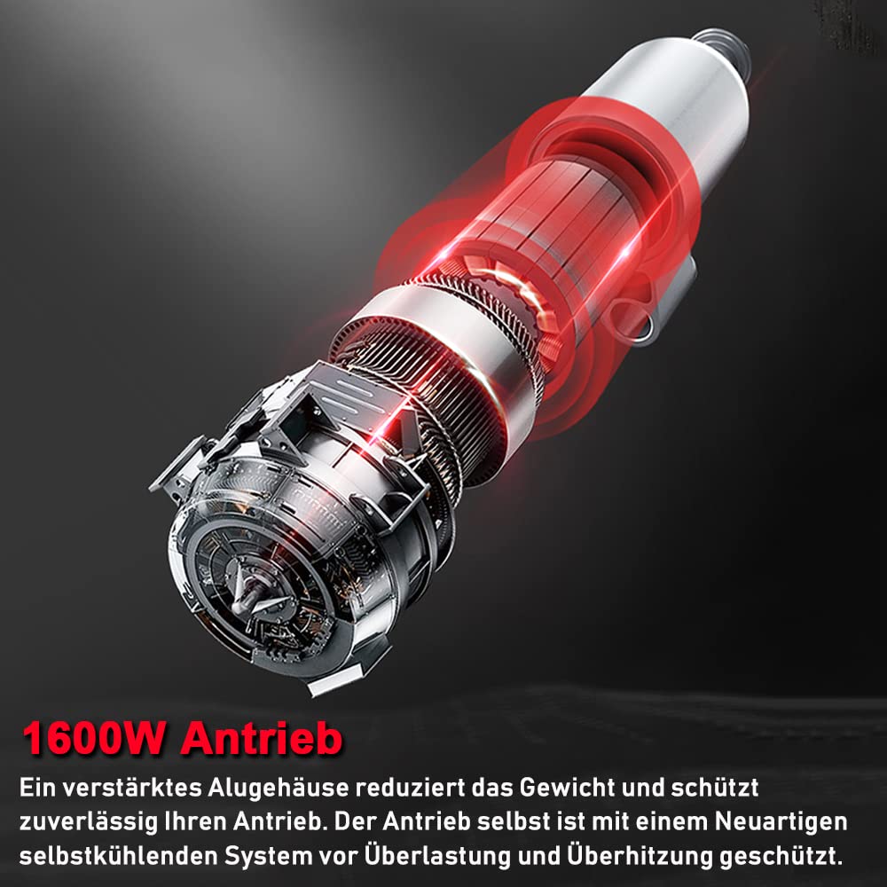 XIIW Betonfräse für Harten Oberflächen, 1600W 4000UPM Walzenfräse Sanierungsfräse Putzfräse Mauerfräse Betonschleifer Walzen Schleifer Fräsmaschine für Tile/Ceramic, Zement, Lehmsand, Kalkstein, Glass