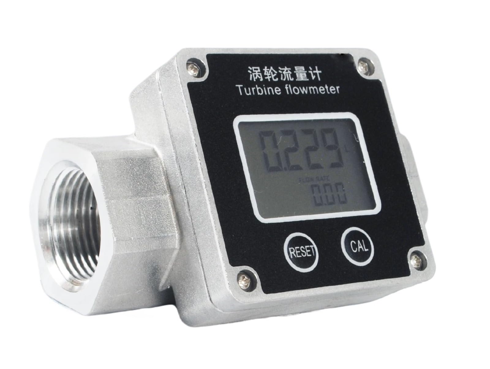 QfUxYYSLD Stainless Steel Aluminum Turbine Flow Meter Threaded 1/2″ 1″ 1.5″ High Accuracy Industrial Flow Sensor(2 inch Al Alloy)