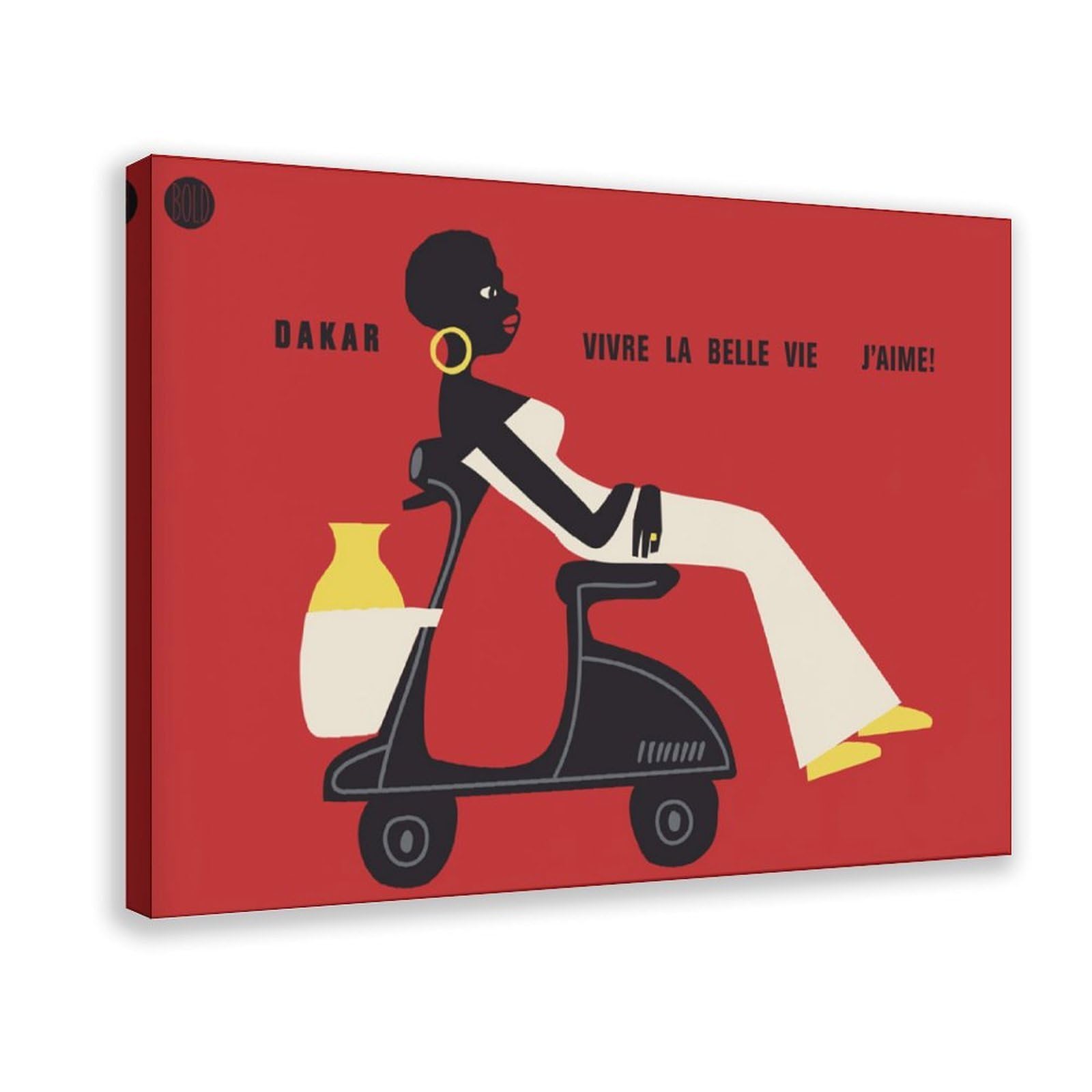 GJtyRFH On A Vespa in Dakar Woman Senegal Africa Mid Century Modern Ethiopia (2) Canvas Modern Poster Wall Art Prints Paintings Living Room Bedroom Decor 12" L X 18" W