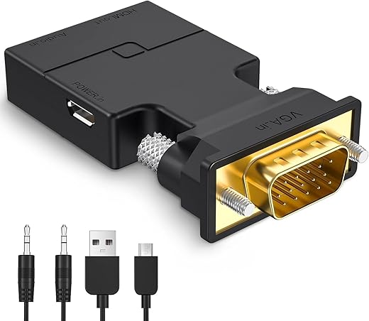 Sounce VGA to HDMI Adapter Converter with Audio,(PC VGA Source Output to TV/Monitor with HDMI Connector), Active Male VGA in Female HDMI 1080p…