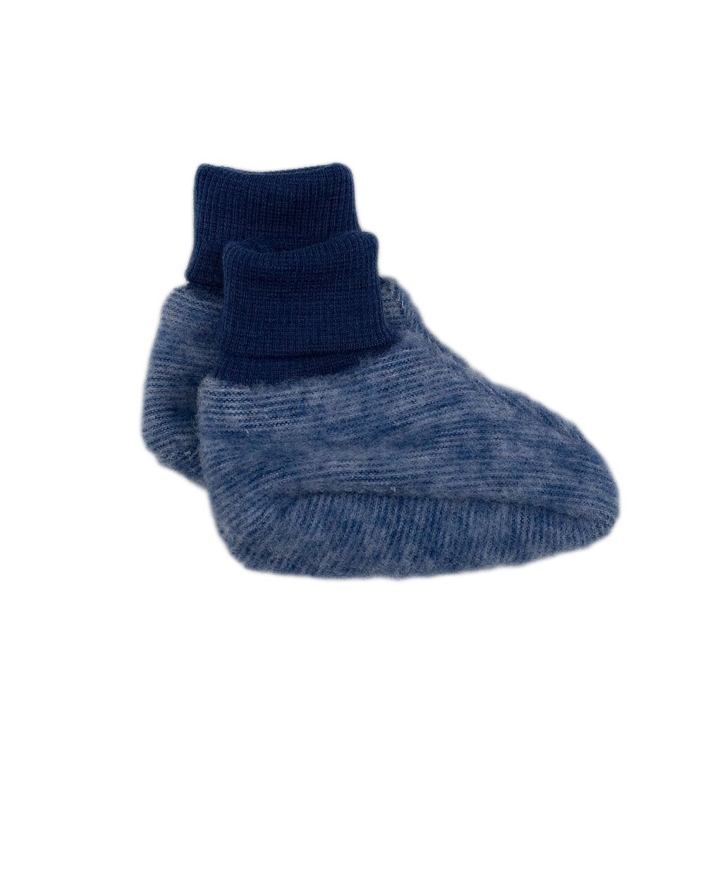 Cosilana Baby Booties - Soft Merine-Fleece - organic Virgin Wool, Blue, 0-3 months (Height 19-23) (50/56)
