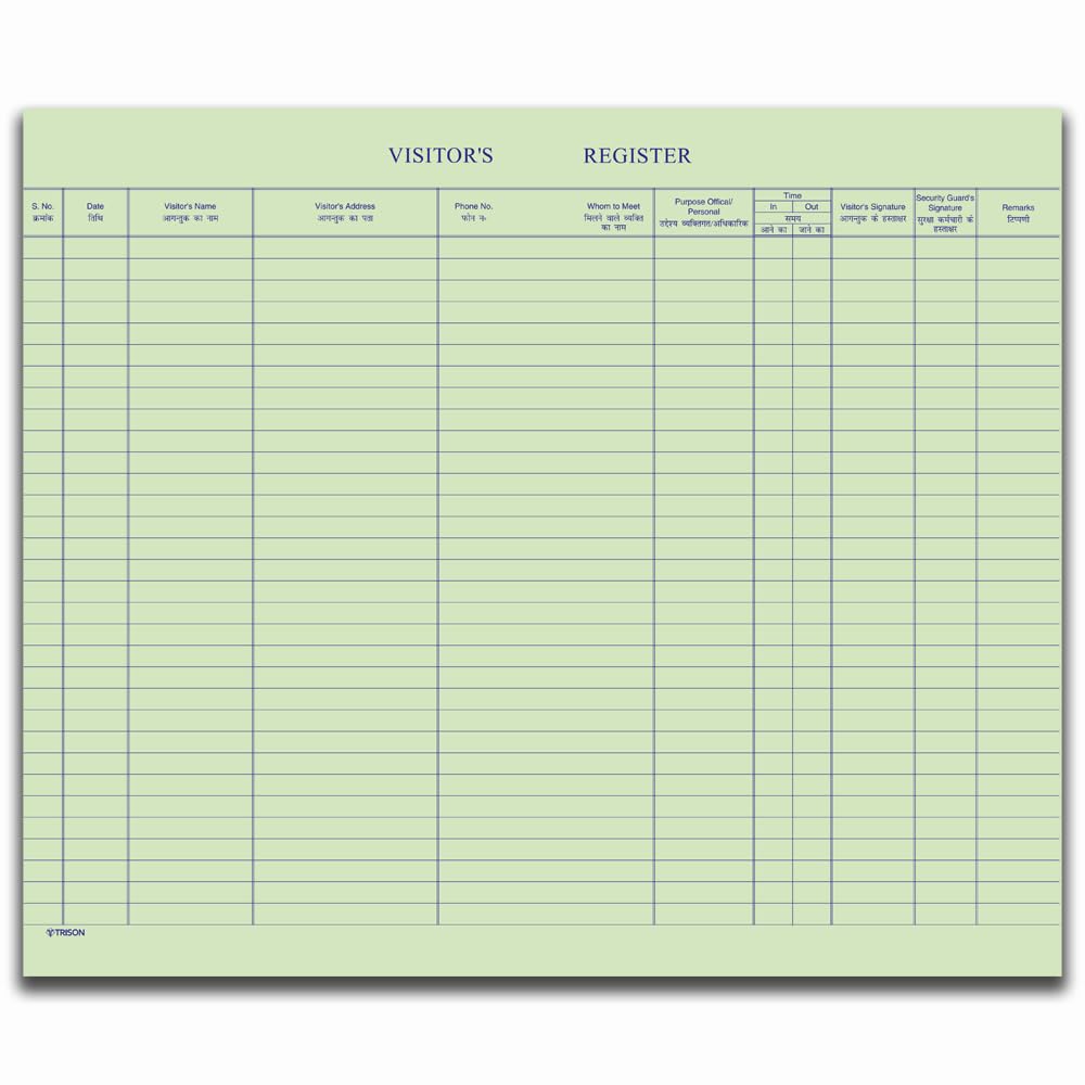 Trison Registro visitatori | 256 pagine singole (512 pagine fronte e retro) | Carta contabile verde | 21,5 x 34 cm | Tela rossa con rilegatura rigida | Confezione da 1