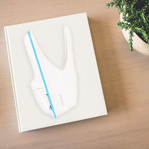 Miniatura 3 de Engrapadora sin grapas, para escritorio de papel sin grapas, para oficina, escuela, hasta 9 hojas de encuadernación (blanco)