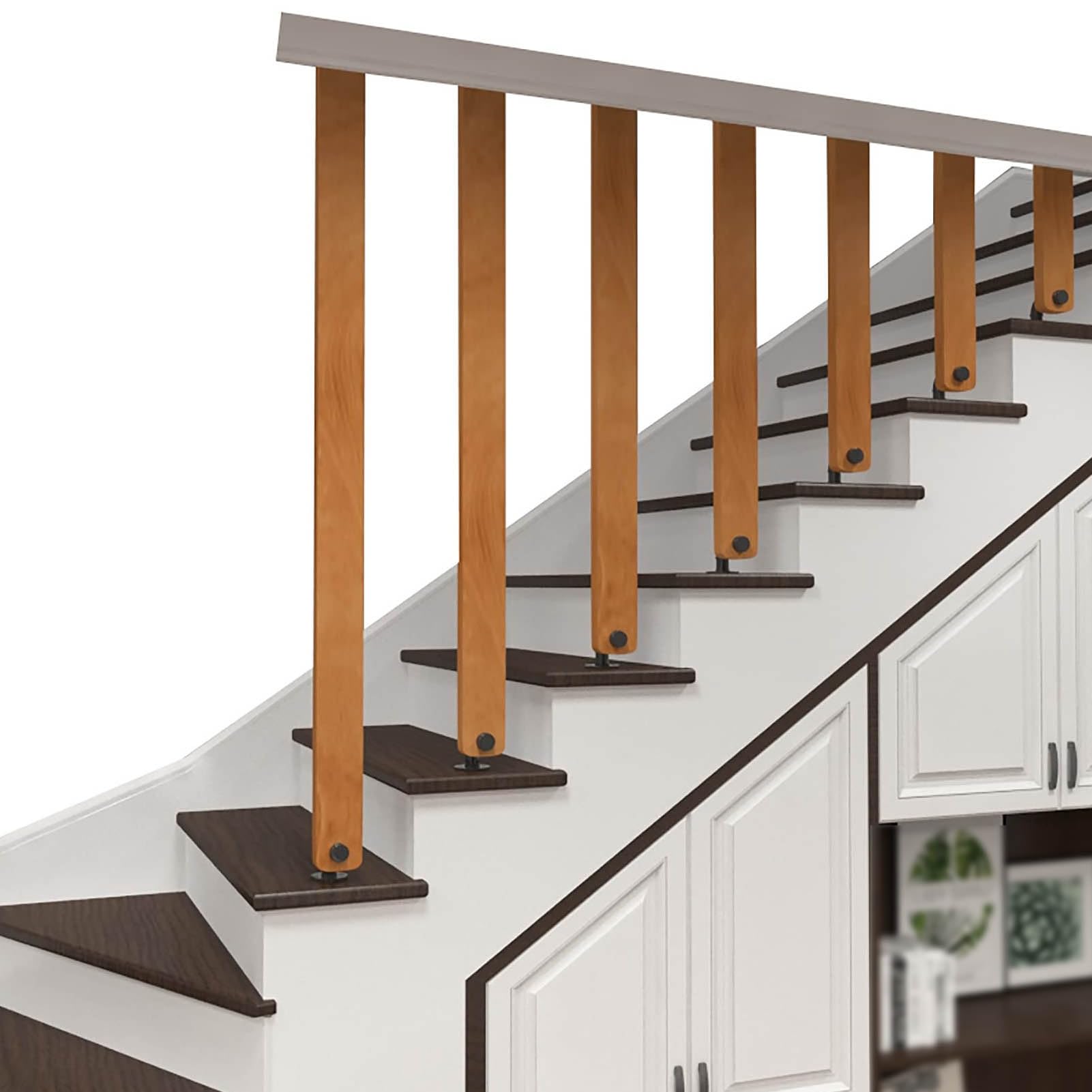 JFBLSD Solid Wood Staircase Handrail, Stair Spindles for Indoor Partition, White Banister Rails for Stairs (30-150cm) Customizable Baluster Column(4.3ft/130cm)