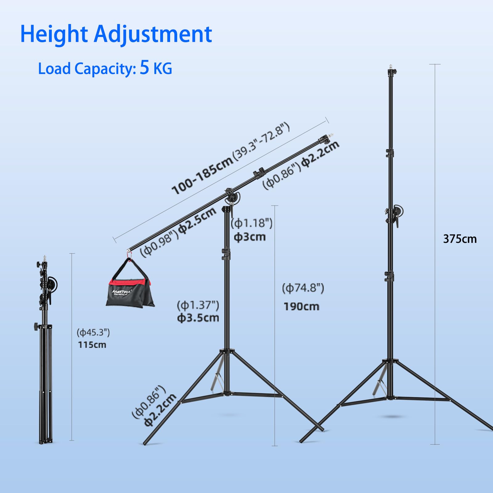 Amazon | AMBITFUL 126.4インチ 320cm 2方向回転可能 アルミニウム