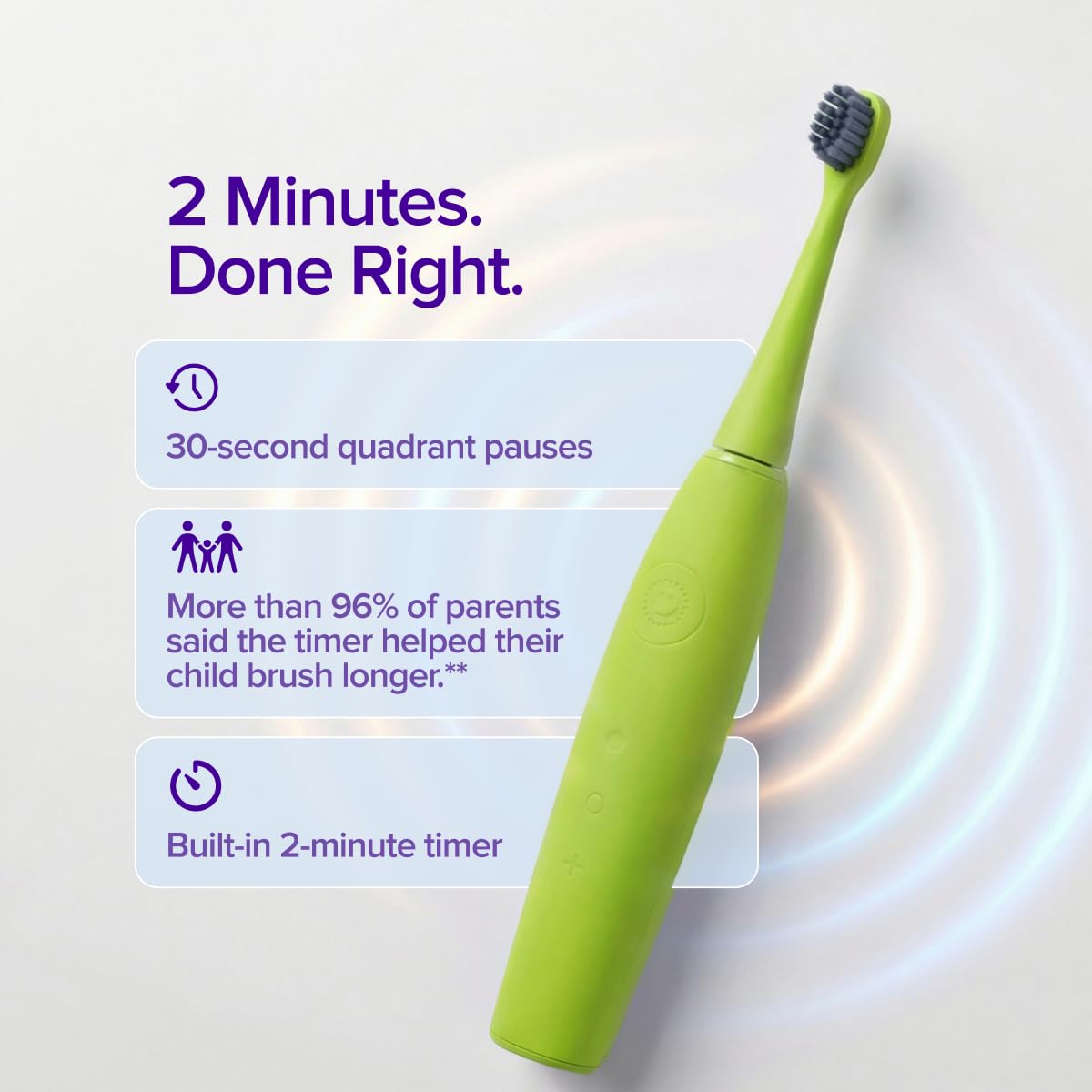 Burst Spazzolino elettrico per bambini e bambini (verde) | Setole morbide | Timer da due minuti, batteria ricaricabile, manico in silicone facile da impugnare, 2 modalità per sorrisi sani, età 3+