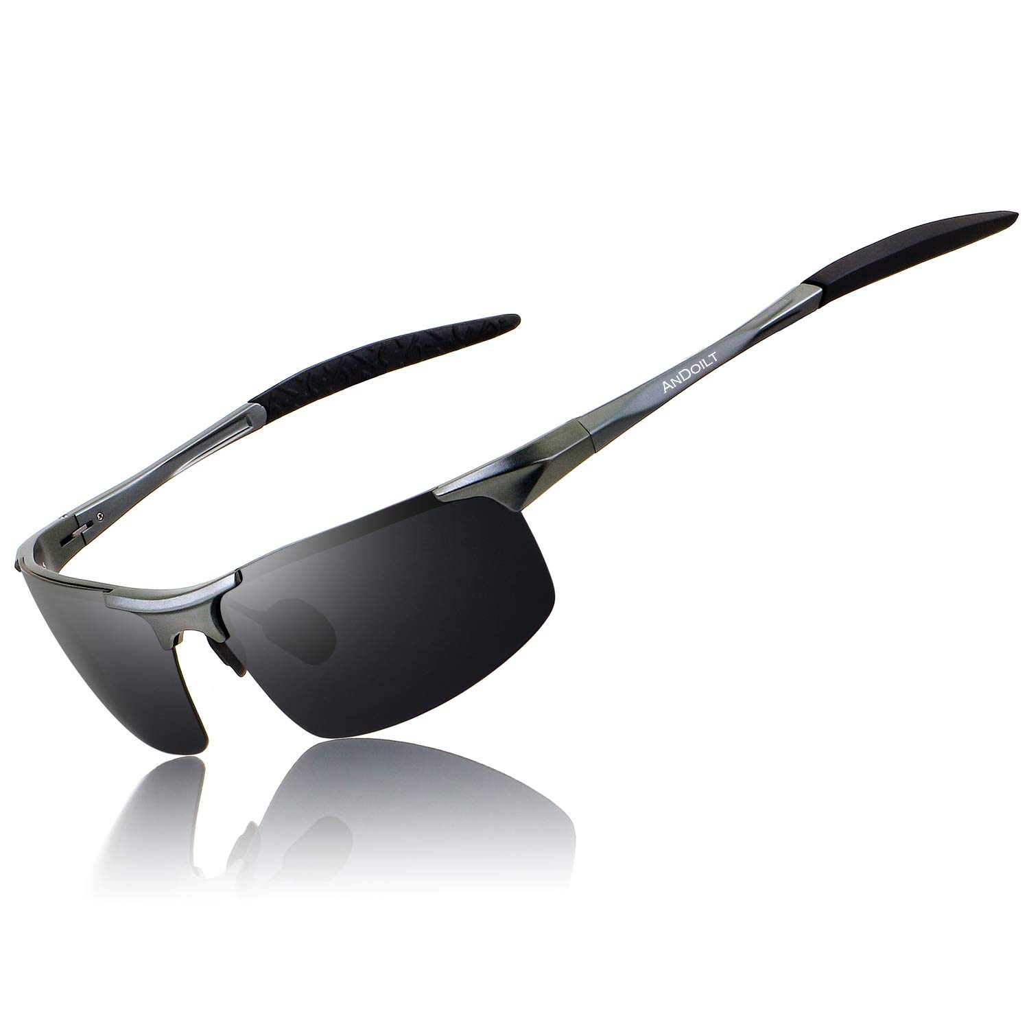 ANDOILT Men's Polarized Sports Sunglasses, Aluminum-Magnesium Frame | TAC polarized Shades UV400 lenses, lightweight 25g, for driving, fishing, cycling, running, other outdoor activities