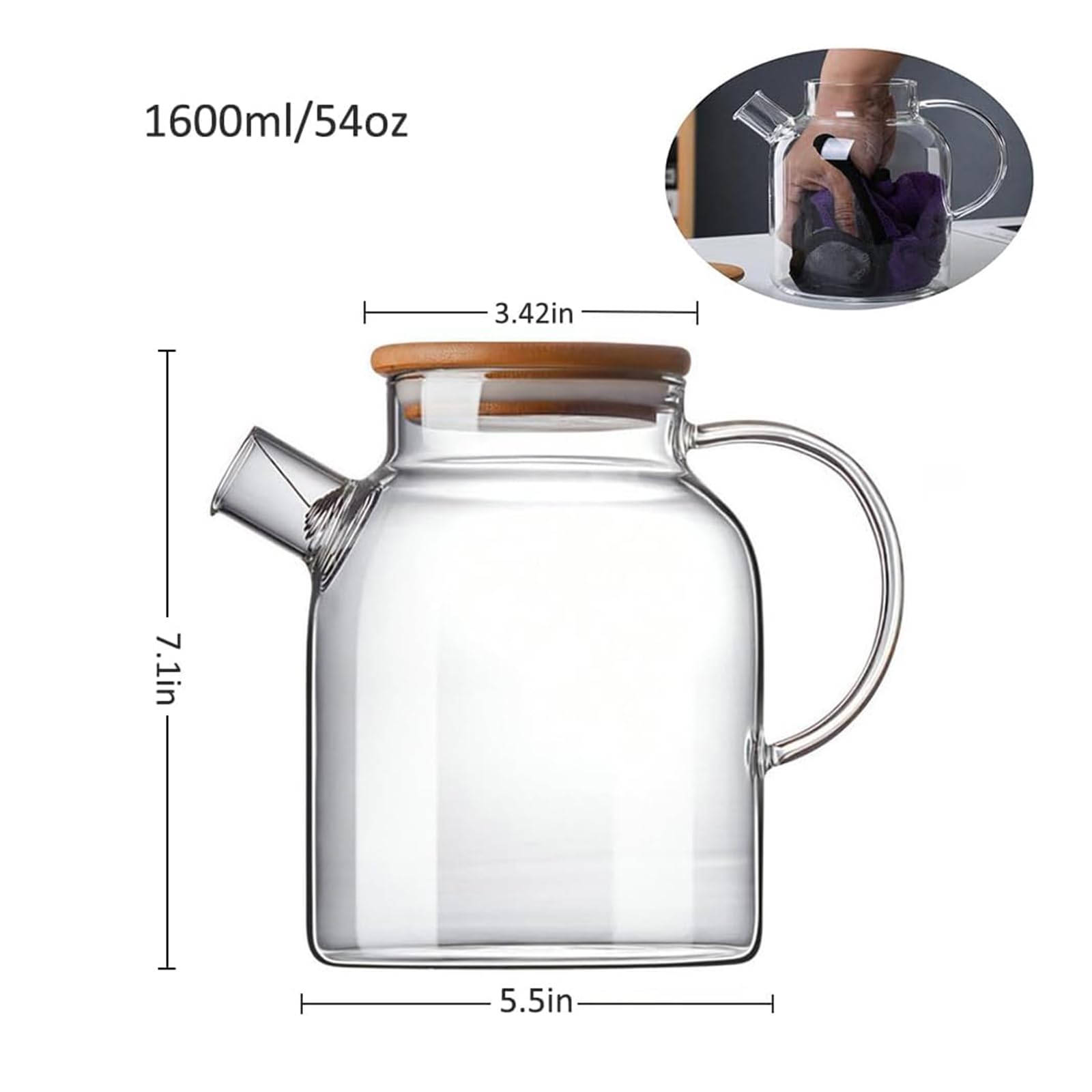 Teiera in vetro con infusore per tè sfuso e tè in fiore, teiera in vetro resistente al calore e bollitore per piano cottura, macchina da tè perfetta, 1600ml/500 oz