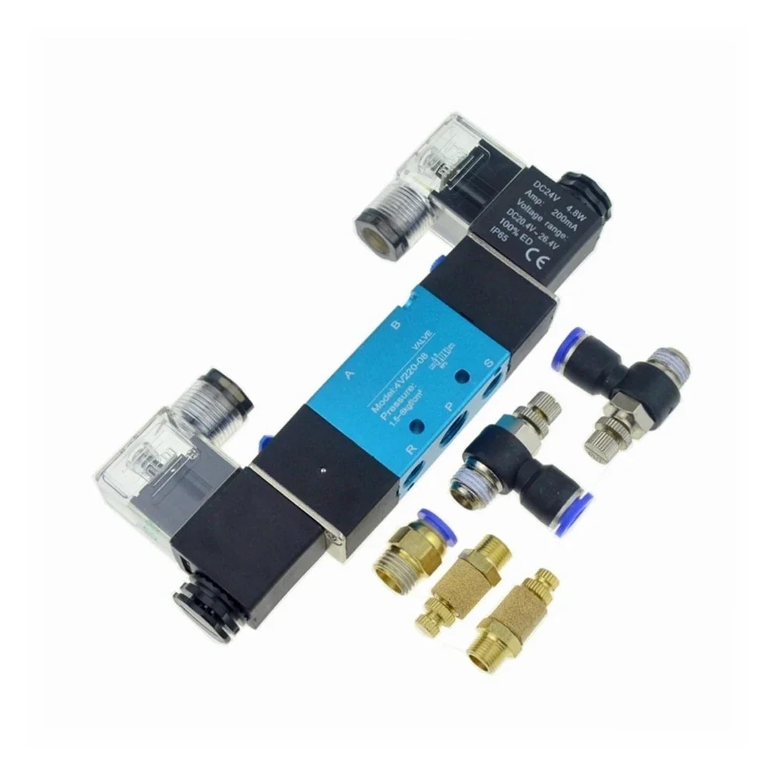 Elektryczny pneumatyczny zawór elektromagnetyczny z podwójną kontrolą, 2 pozycje, 5-drożny, 12 V, 24 V, 220 V, 6 mm, 8 mm, 10 mm (SL-4 mm, DC 24 V)