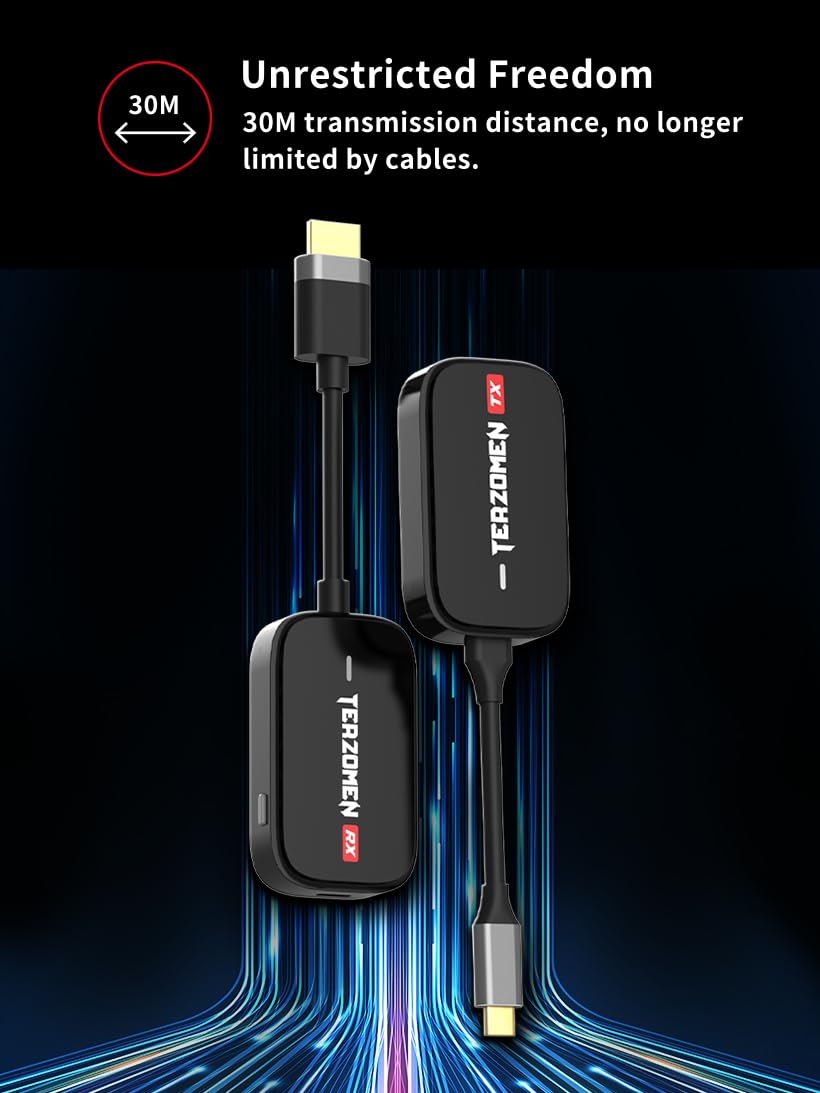 Jaspertronics™ Wireless HDMI Transmitter and Receiver, Extender for Streaming Video and Audio, AirLink Dongle HD Display Kit - HDMI