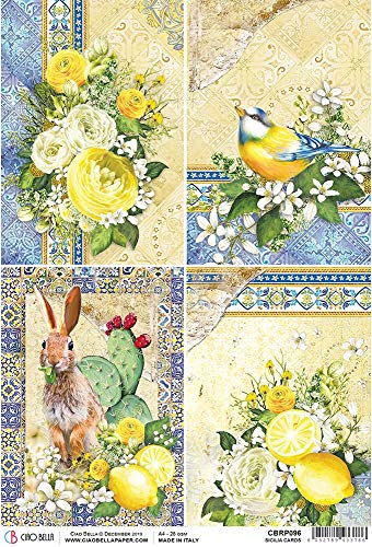 CIAO BELLA PAPER Papel de arroz, Tarjetas Sicilia, Sicilia, talla única