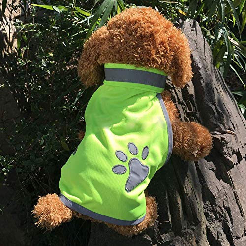 Sicherheitsweste für Hunde, reflektierend, hohe Sichtbarkeit, Kleidung für kleine und große Hunde, Sicherheitsgeschirr für Outdoor, Wandern, Spazierengehen, mit Pfotenabdruck (M)