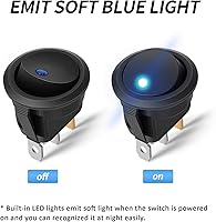 Vista 4 de AutoEC Interruptor basculante con carcasa de 12 V 20 A, interruptor redondo con luz azul, SPST On/Off, 3 pines con soporte para panel, soporte