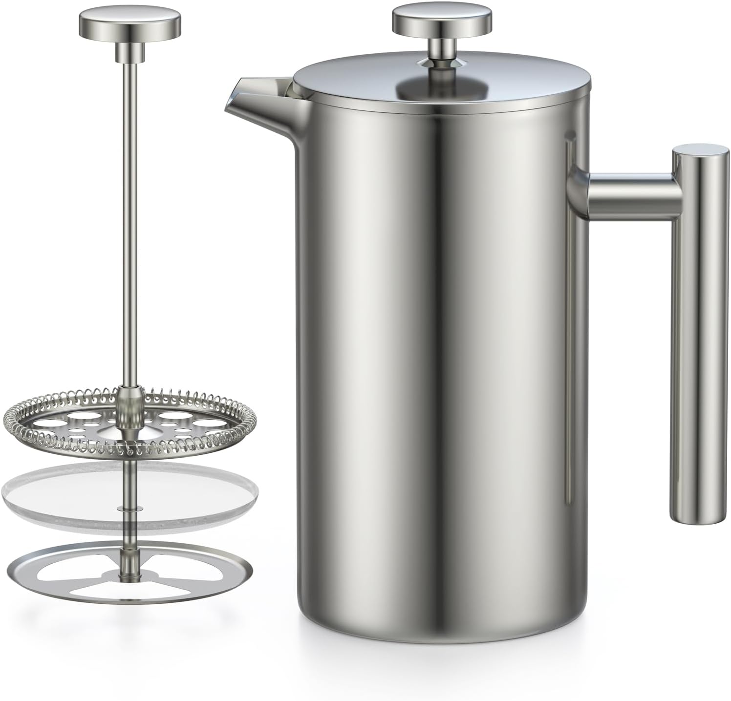 Enfmay French Press Thermo, 1L (8 Coffee Cups) French Press Stainless