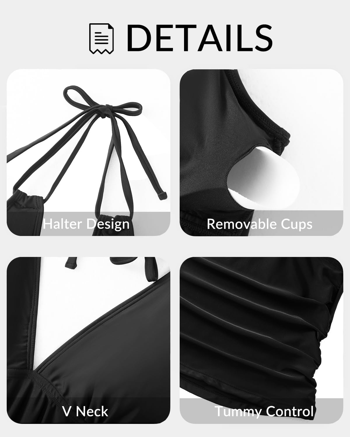 Yonique Women's Halter Tankini Top V Neck Swim Top Tummy Control Bathing Suit - Image 6