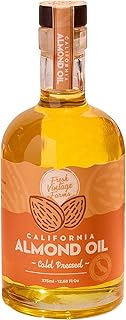 Fresh Vintage Farms 100% Cold Pressed Sweet Almond Oil | Nutrient-Rich Healthy Cooking Oil for Cooking, Baking, Grilling, Dipping, & Salads | Cold Pressed Almond Oil - 12.68 Fl oz, Pack of 1