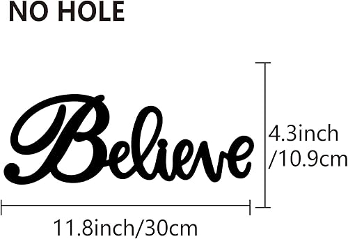 Miniatura 2 de CREATCABIN Letrero de madera con texto en inglés "Wood Believe" con letras recortadas, palabras negras, para colgar en la pared, decoración de pared