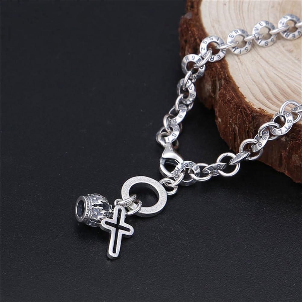 LYGXWJFC Bracciale con Croce di Maria in Argento Sterling S925, Bracciale con Croce di Gesù da Donna