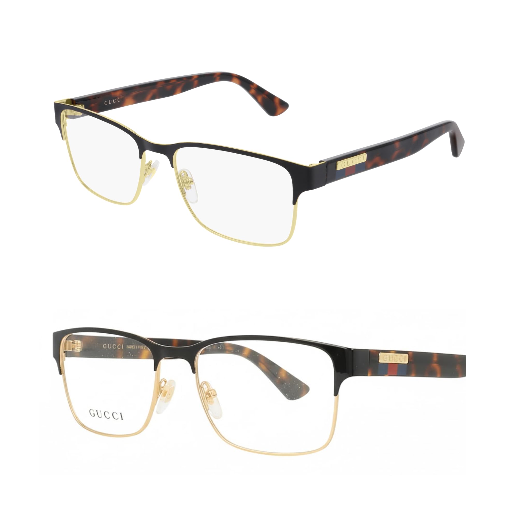 GG0750O Metal Rectangular Shape Eyeglasses + Bundle with eSHADES Luxury Eyewear Kit