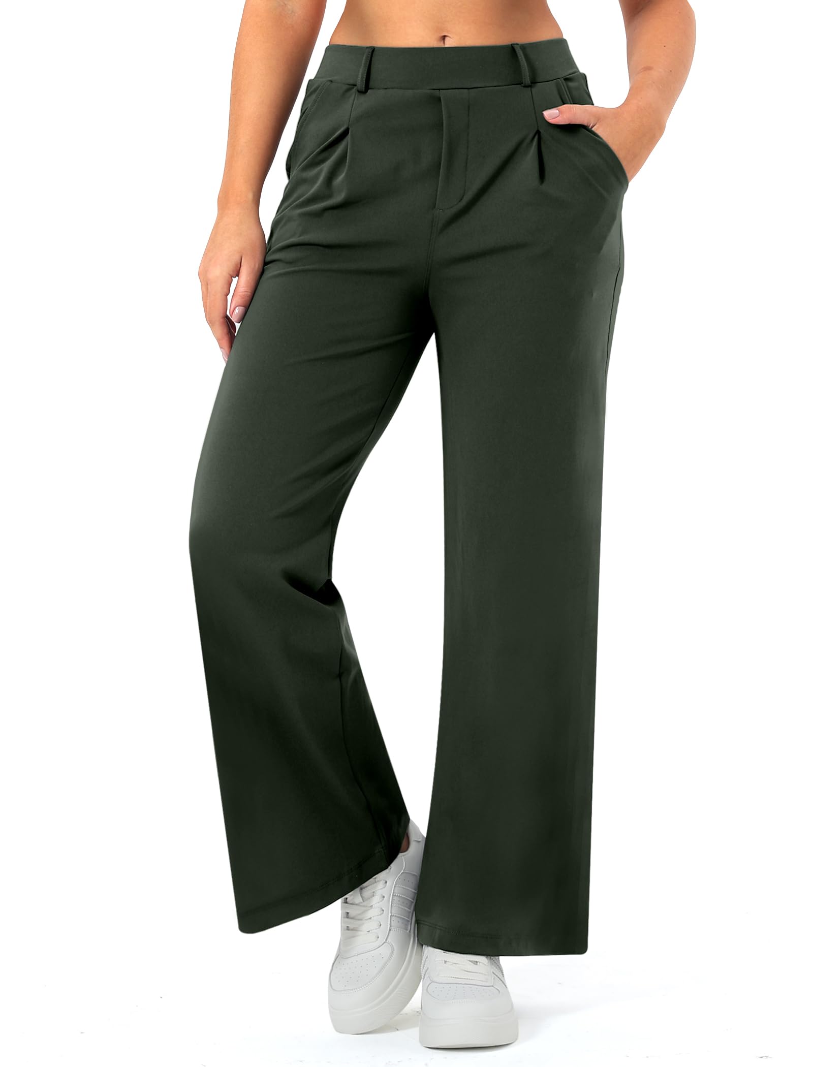 Wide Leg Work Pants for Woman Stretchy Office Slack Dress Pants Business Trousers with Pockets