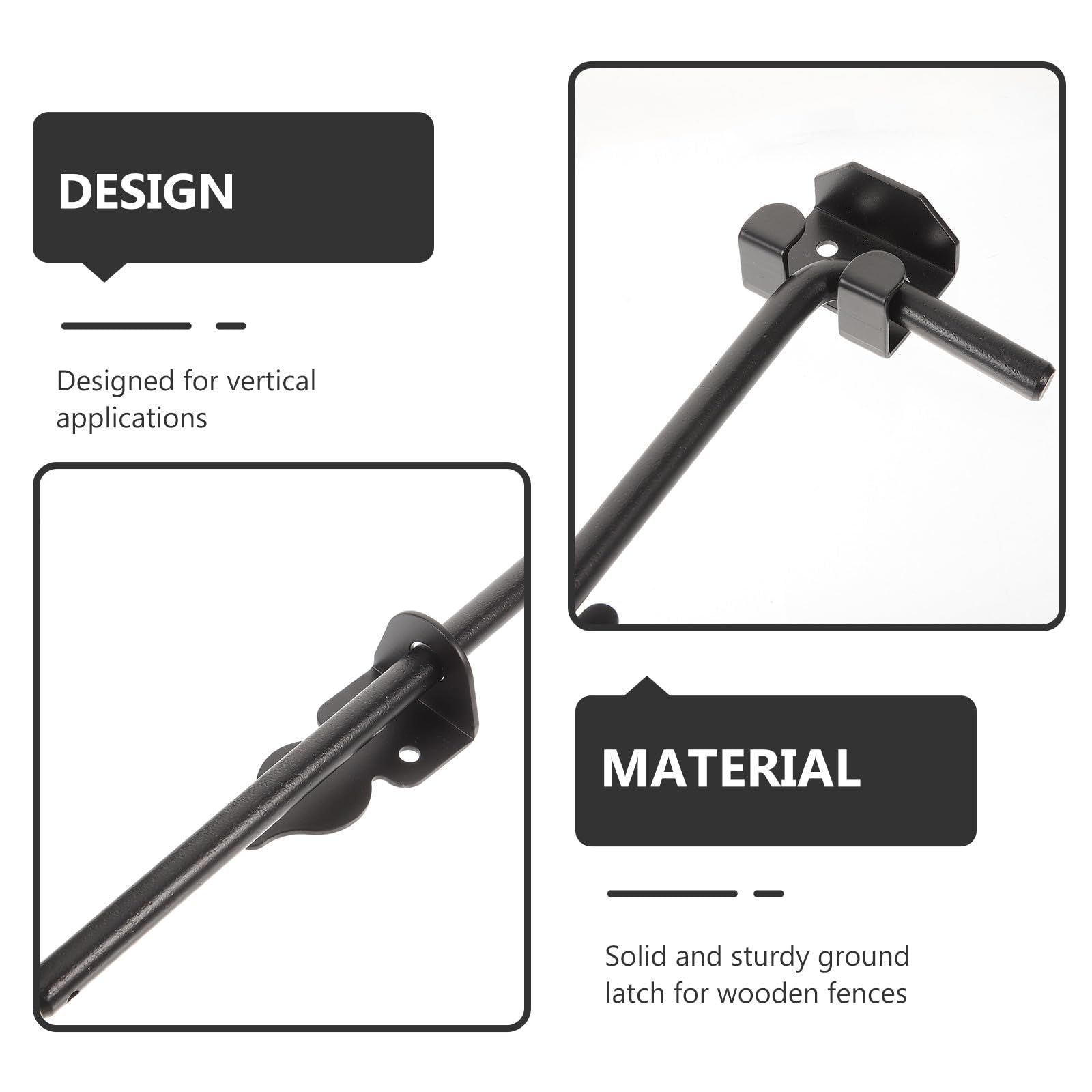 Sewroro Loquet De Portail En Fer Noir Anti-rouille 45 Cm, Tige De Verrouillage Solide Pour Porte Coulissante Extérieure, Barre De Sécurité Pour Porte-fenêtre, Installation Facile, Usage Résidentiel