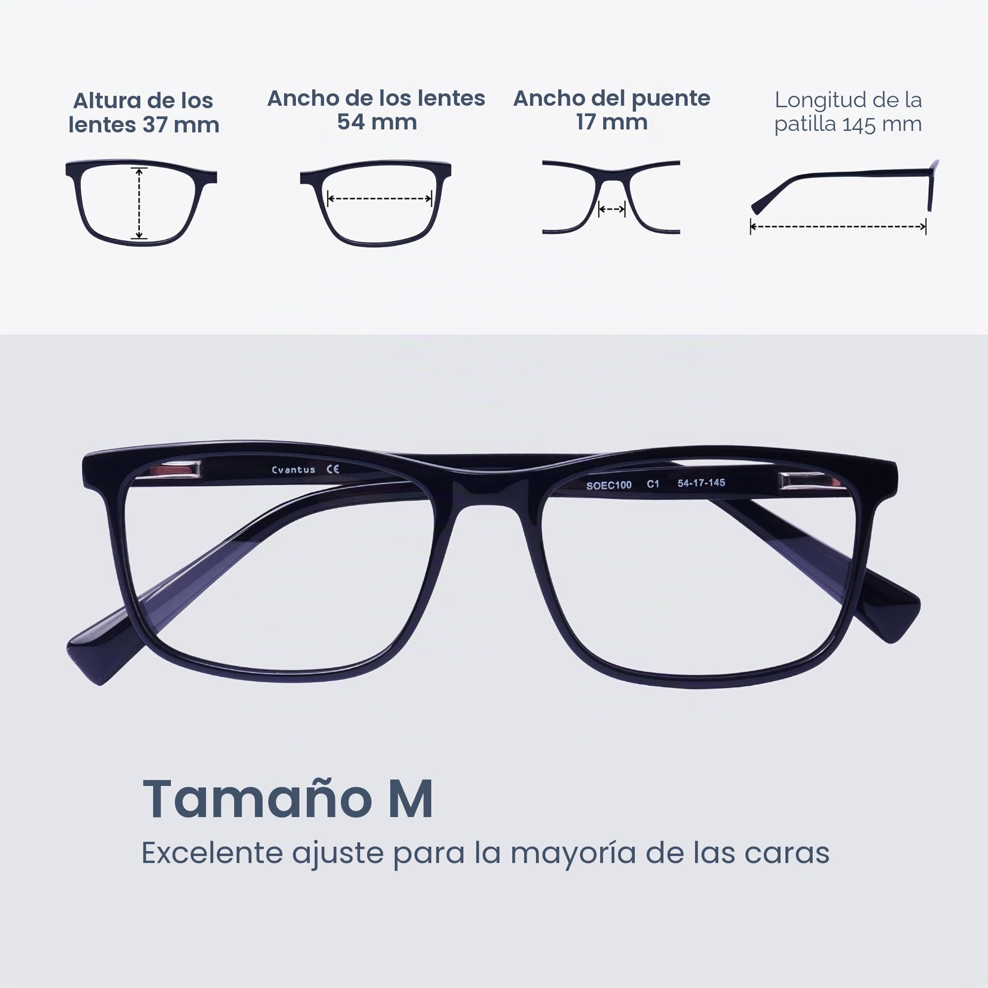Cvantus Gafas de lectura prémium | Graduación de calidad, realizada por optometristas | Protección luz azul & UV, Antirreflejos | Gafas de lectura cuadradas para hombre y mujer