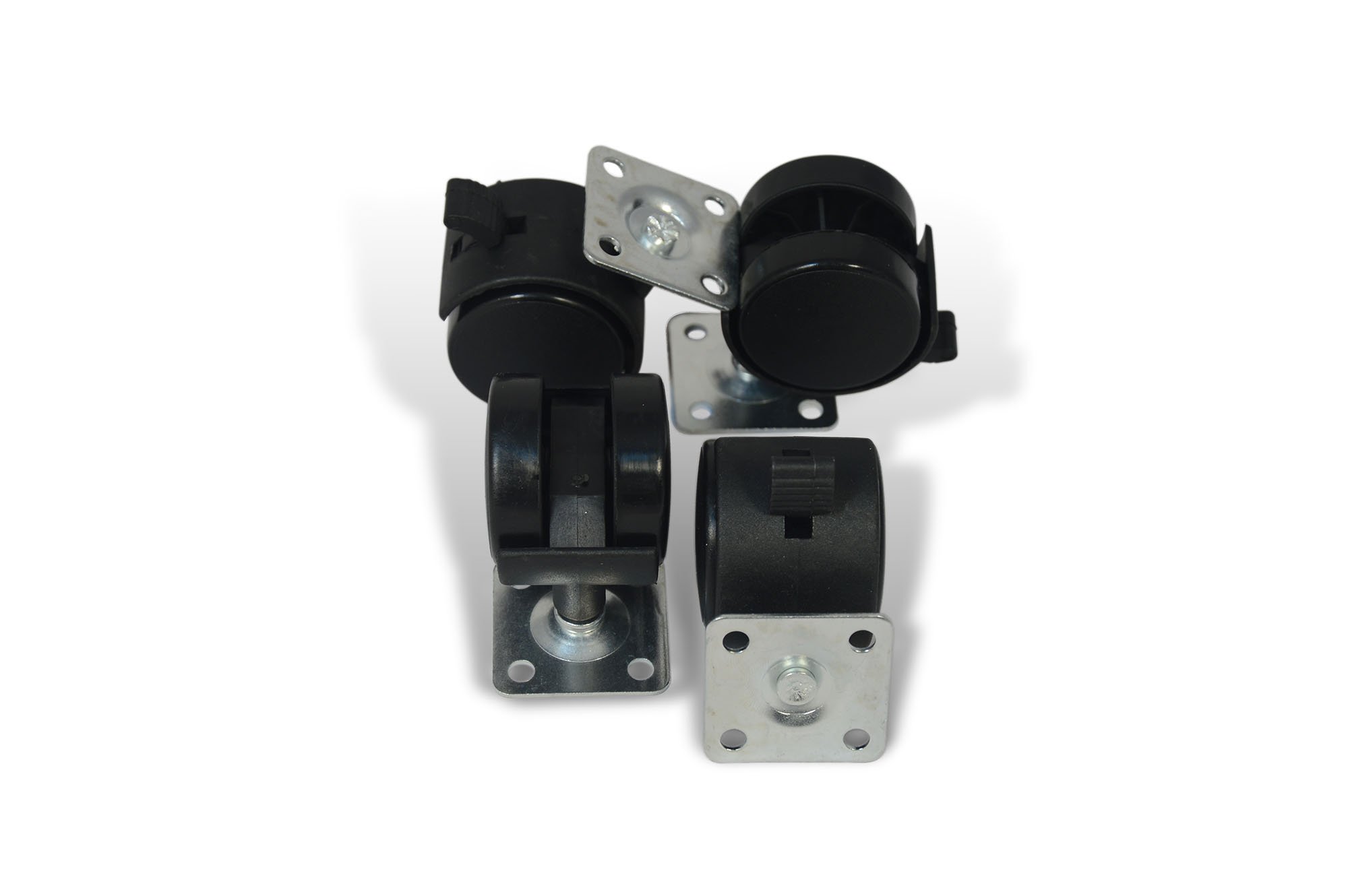 GTV Lot De 4 Roulettes Pivotantes En Plastique Avec Frein, 40 Mm, Charge De Charge De 18 Kg, Montage Sur Plaque, 4 Roulettes De Direction En Plastique Avec Frein