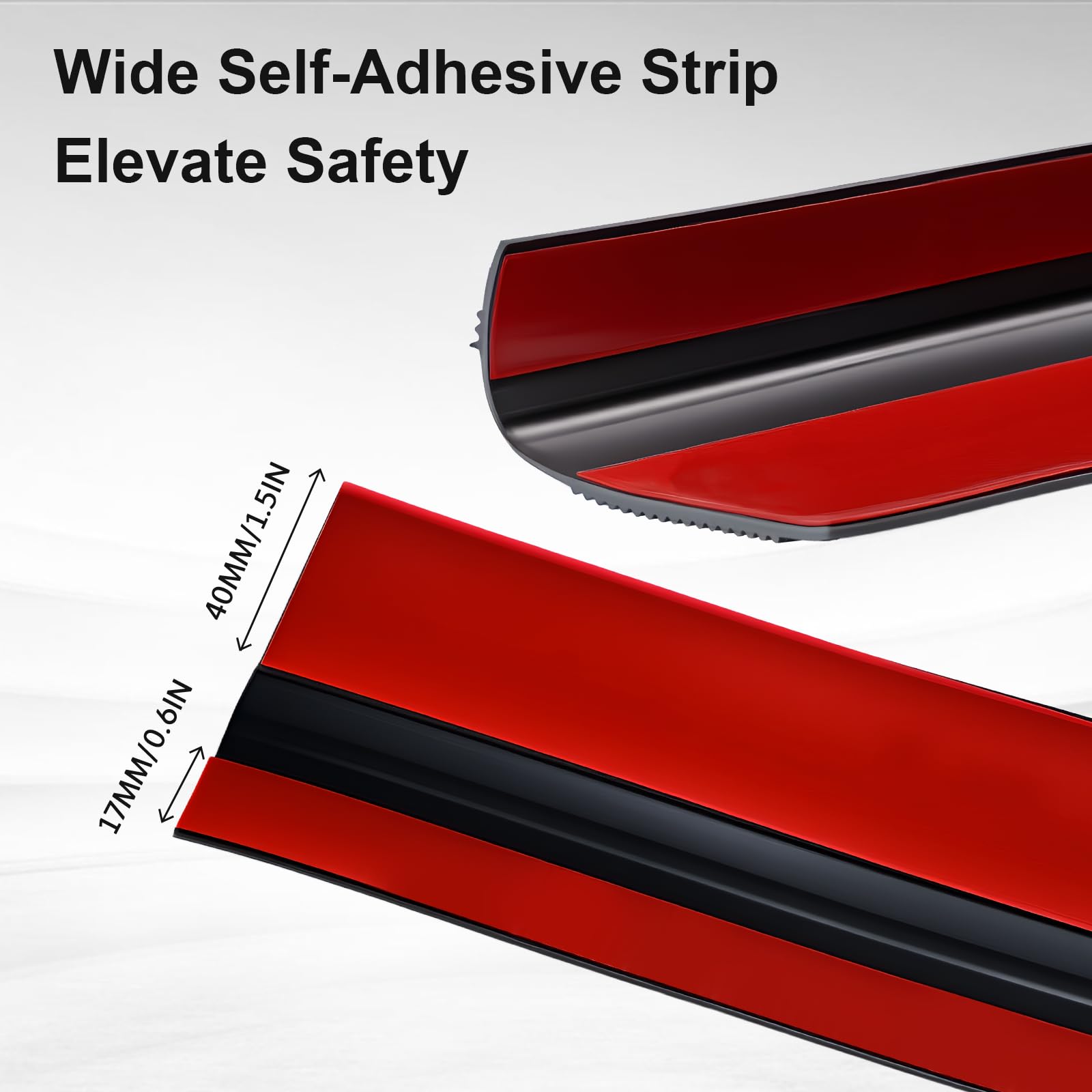 Protector de borde de escalera, 12 pies, autoadhesivo, negro, moldura de goma antideslizante para escalones de interior y exterior, protector impermeable en forma de L