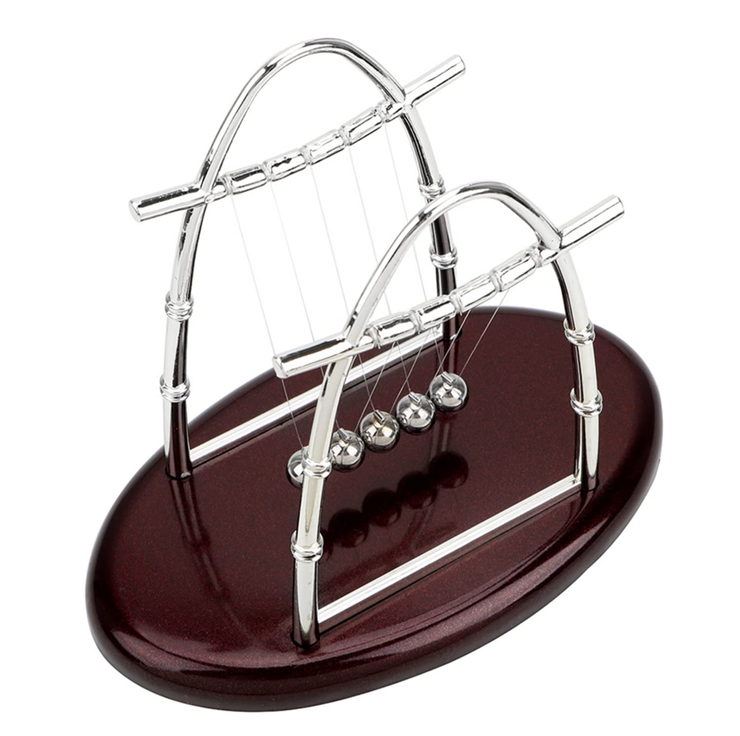 SKEIDO Craft Educational Toy Metal Pendulum Ball Physics Science Newtons Cradle Steel Balance Ball Home Desk Decoration (Arched)
