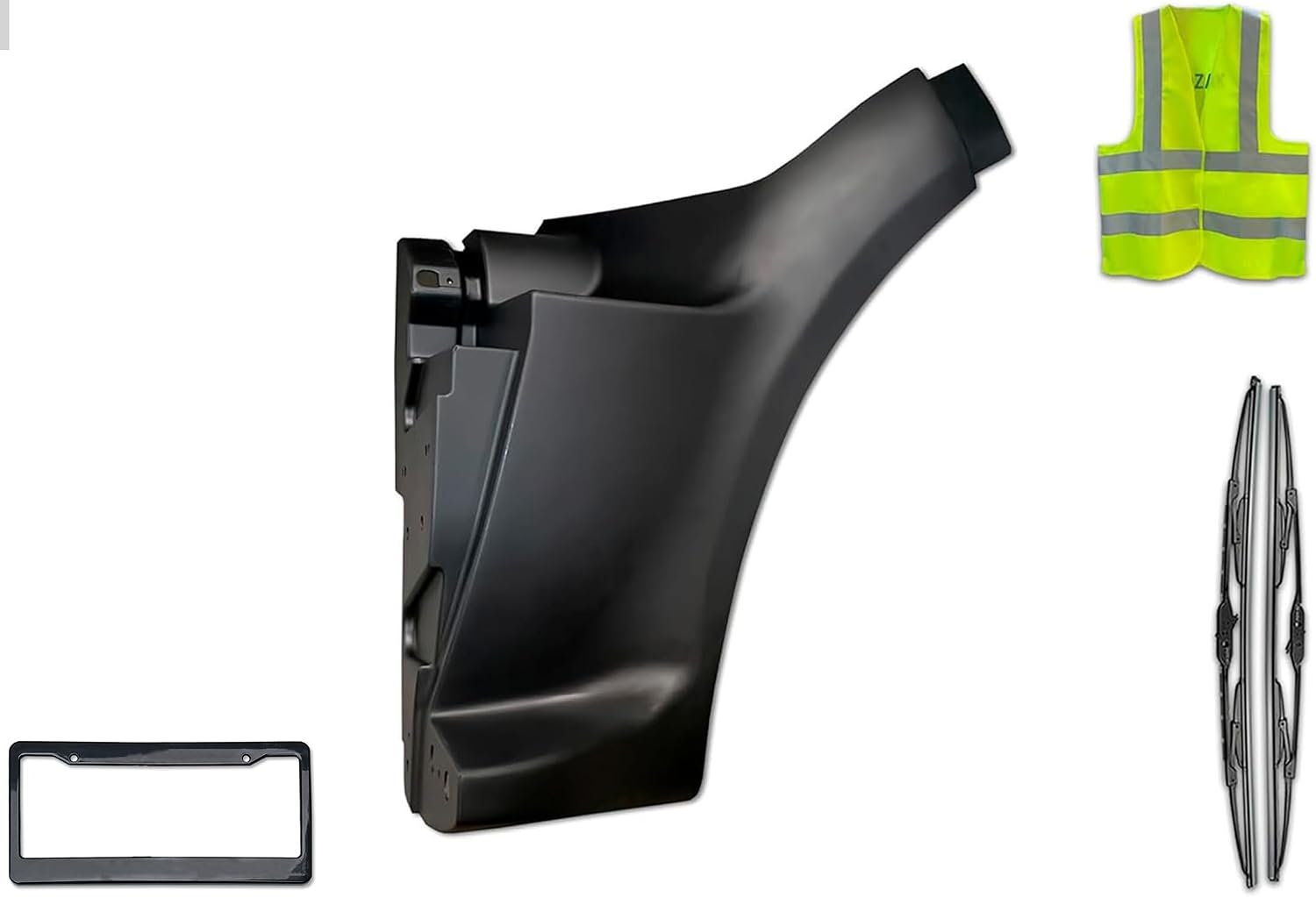 KOZAK Front Fairing (Right Passenger Side) Compatible with Peterbilt 587 PLUS Logo, License Plate Frame, 2X 22 Windshield Wipers and Vest
